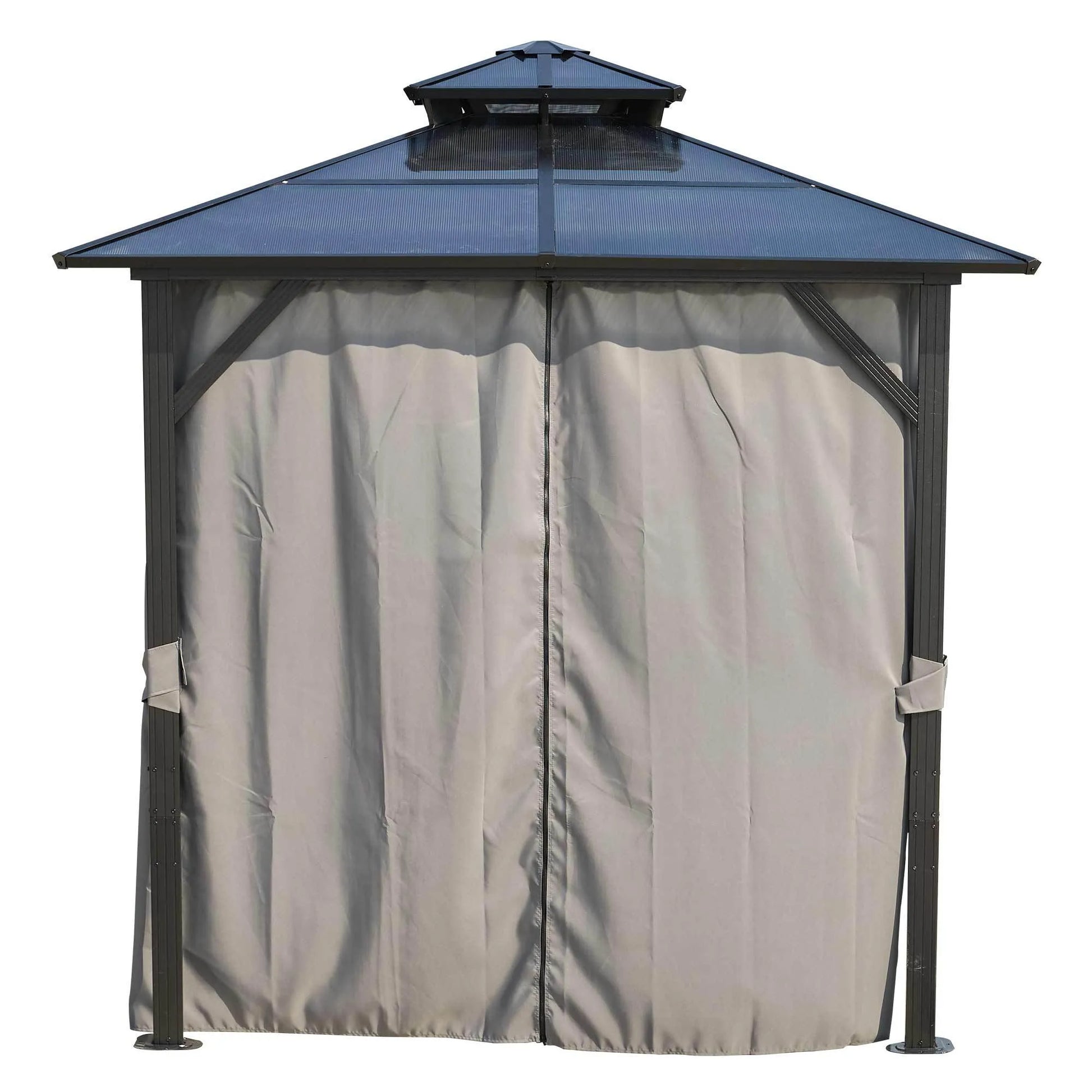 Outdoor Grill Gazebo 8 x 8FT, Hardtop BBQ Gazebo with UV-Resistant Polycarbonate Roof & Storage Hooks for Patio, Lawn, Garden – view 12