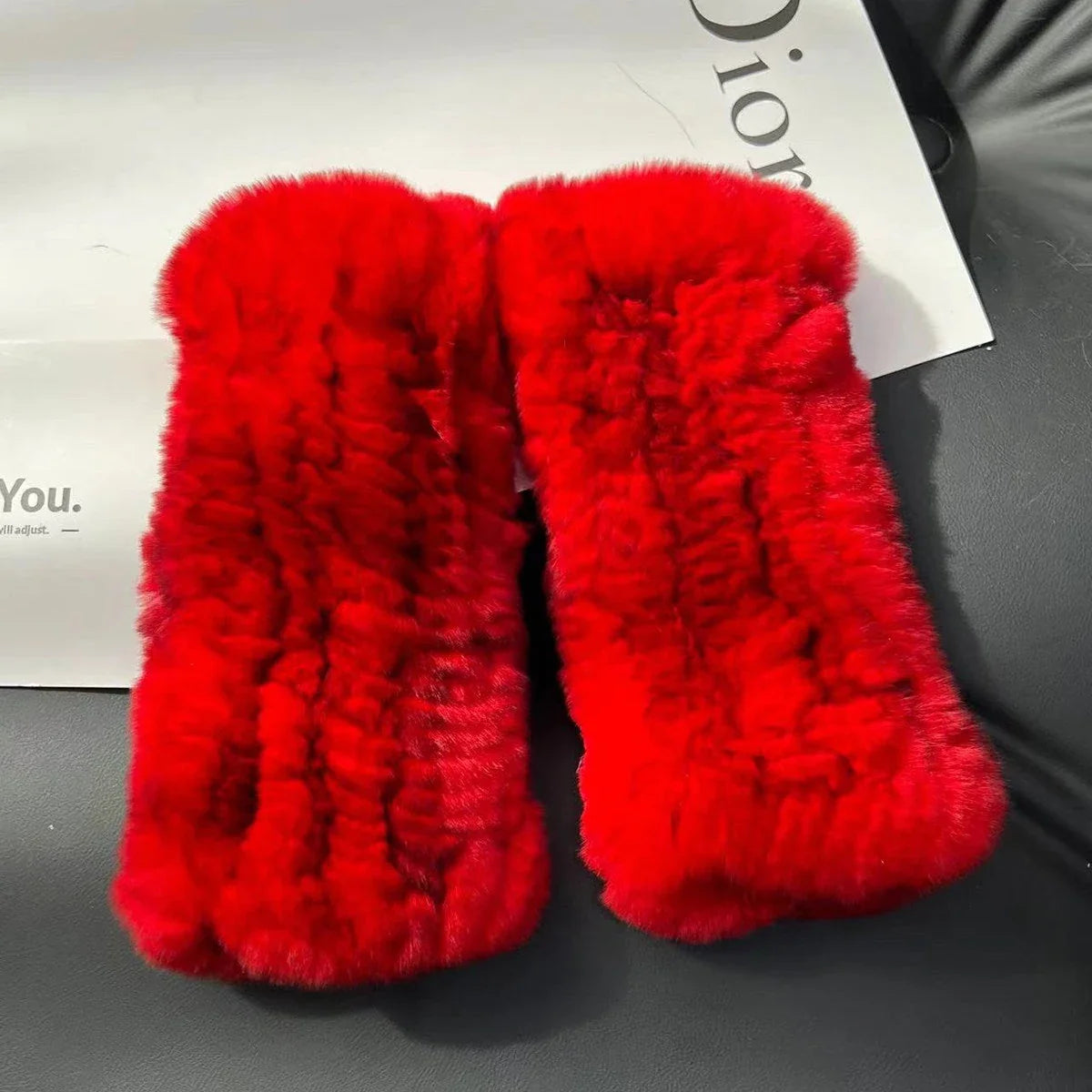 Women's Genuine Rex Rabbit Fur Fingerless Gloves