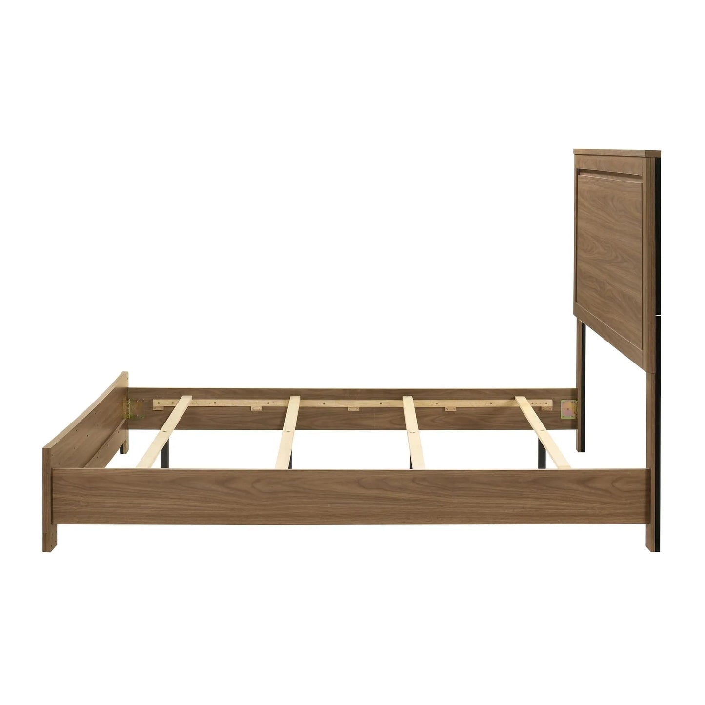 Walnut / Chestnut 3pc Set Queen Size Bed Dresser And Mirror Panel HB Bedroom Furniture Wooden Transitional – view 13