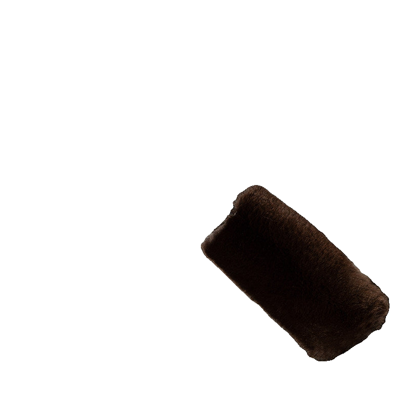 Dark Brown genuine Rex rabbit fur gear shift and handbrake cover set on transparent background