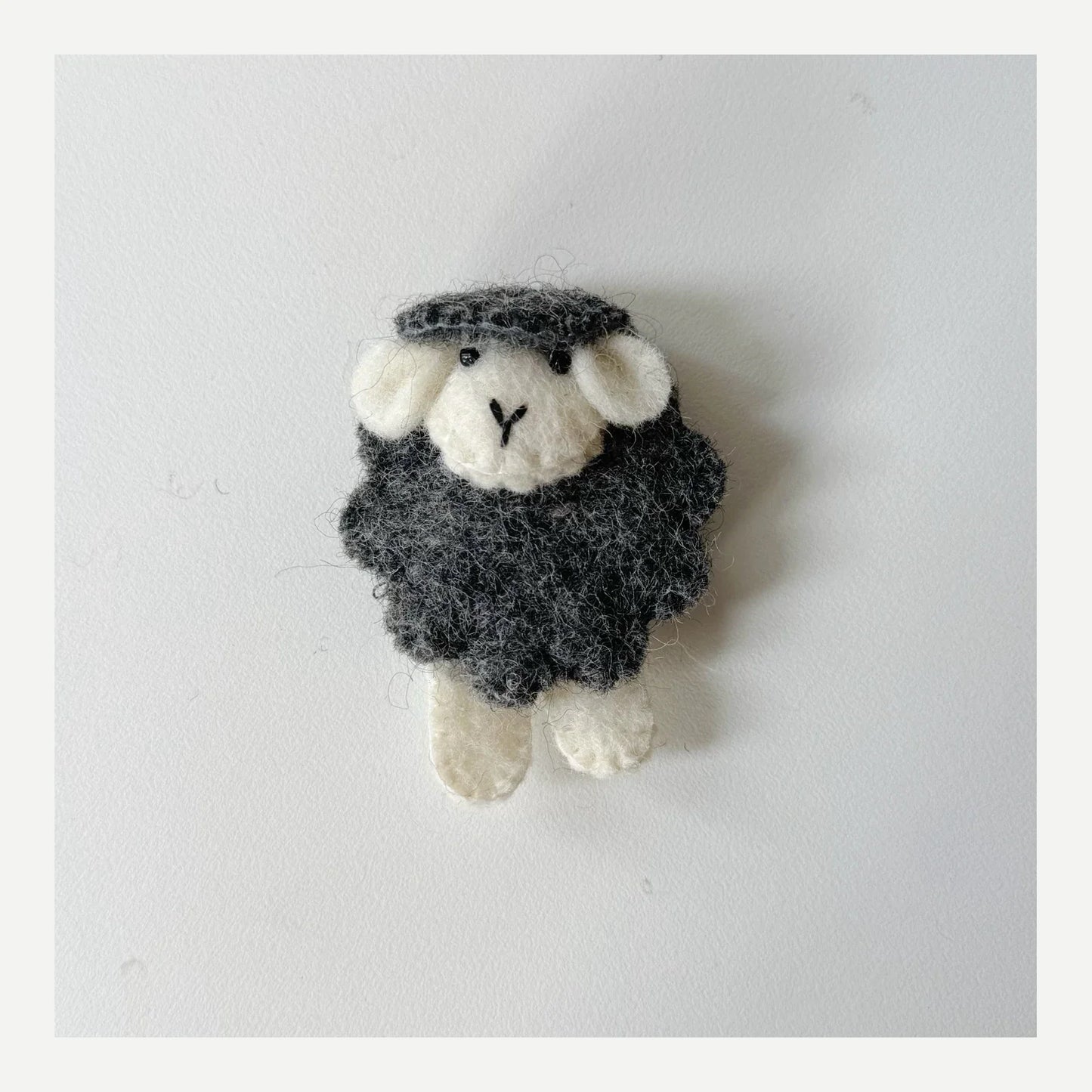 Gray lamb handmade wool felt brooch