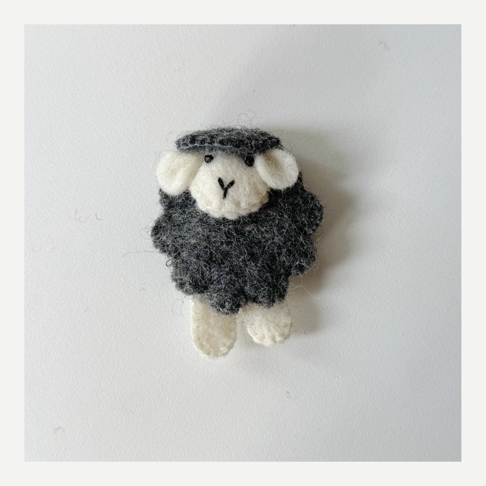 Gray lamb handmade wool felt brooch