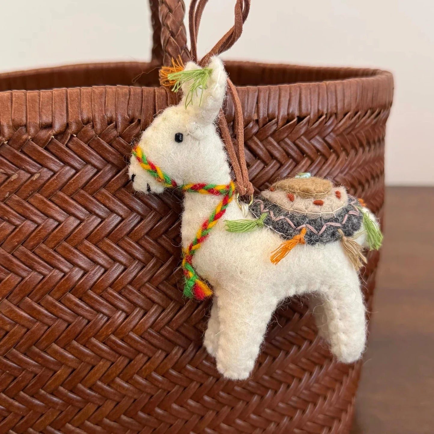 Light-color wool felt foal charm