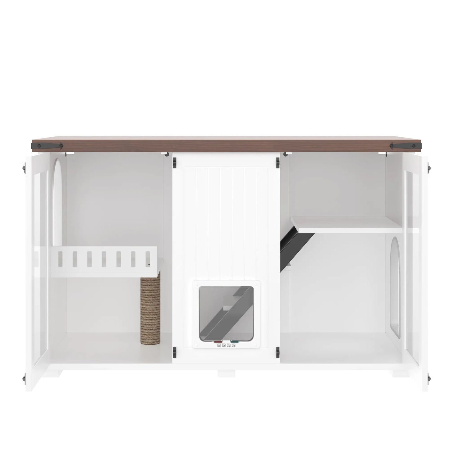 47.25' Large Cat Litter Box Enclosure with LED Light, Hidden Litter Box Furniture, Cat House with Stairs and Cat Scratching Post, Cat Cabinet Side – view 13