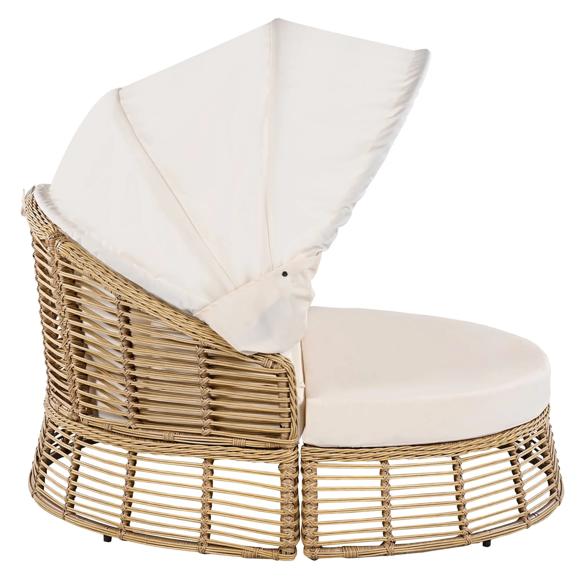 <Old SKU: N704G201243A> Outdoor Patio Rattan Round Daybed with Retractable Canopy, Wicker Furniture Round Poolside Sofa Sunbed with Removable – view 13