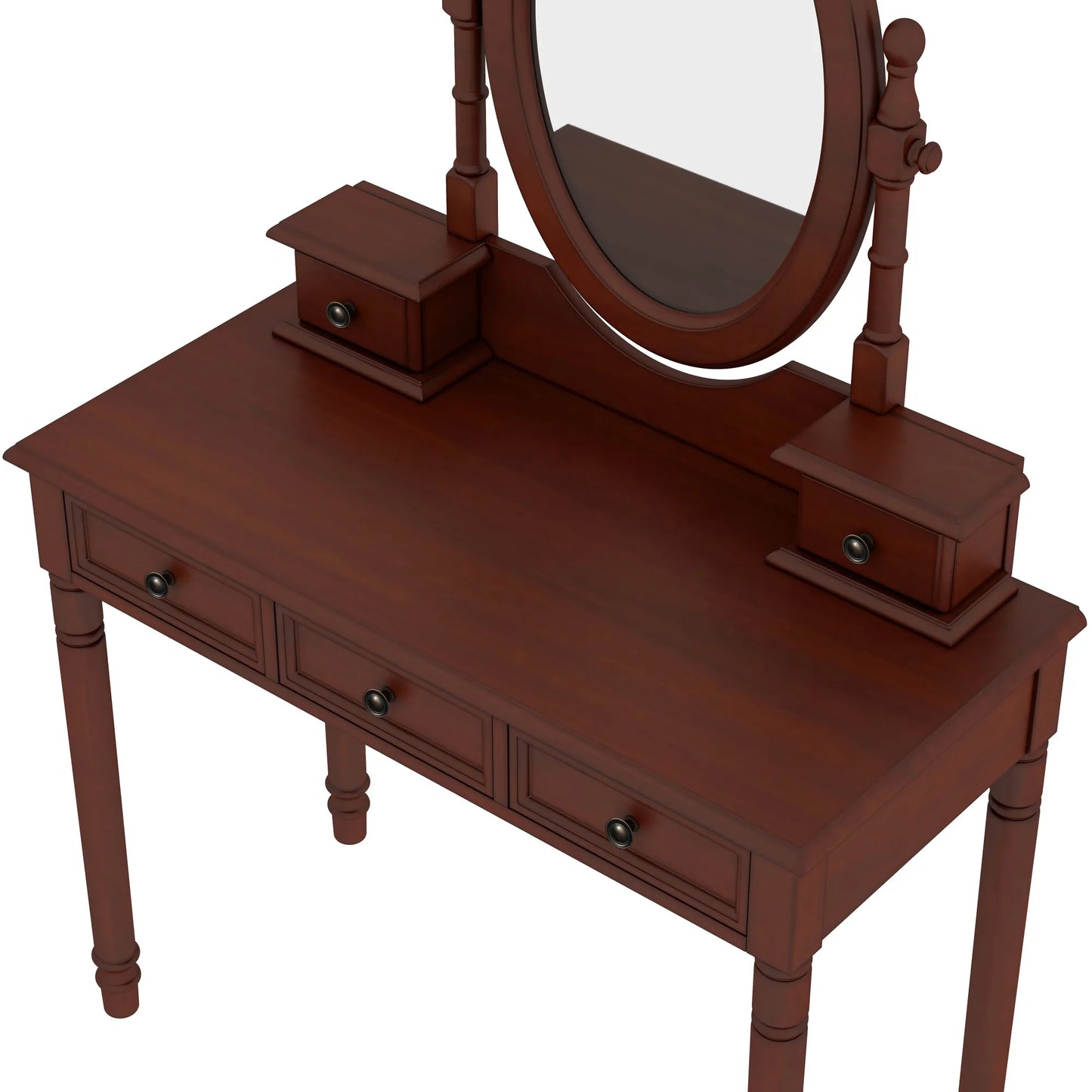 Vanity Desk with Adjustable Angle Mirror, Vintage Vanity Makeup Table and Cushioned Stool Set with Velvet Fabric Lining 5 Drawers,Wooden Dressing – view 13
