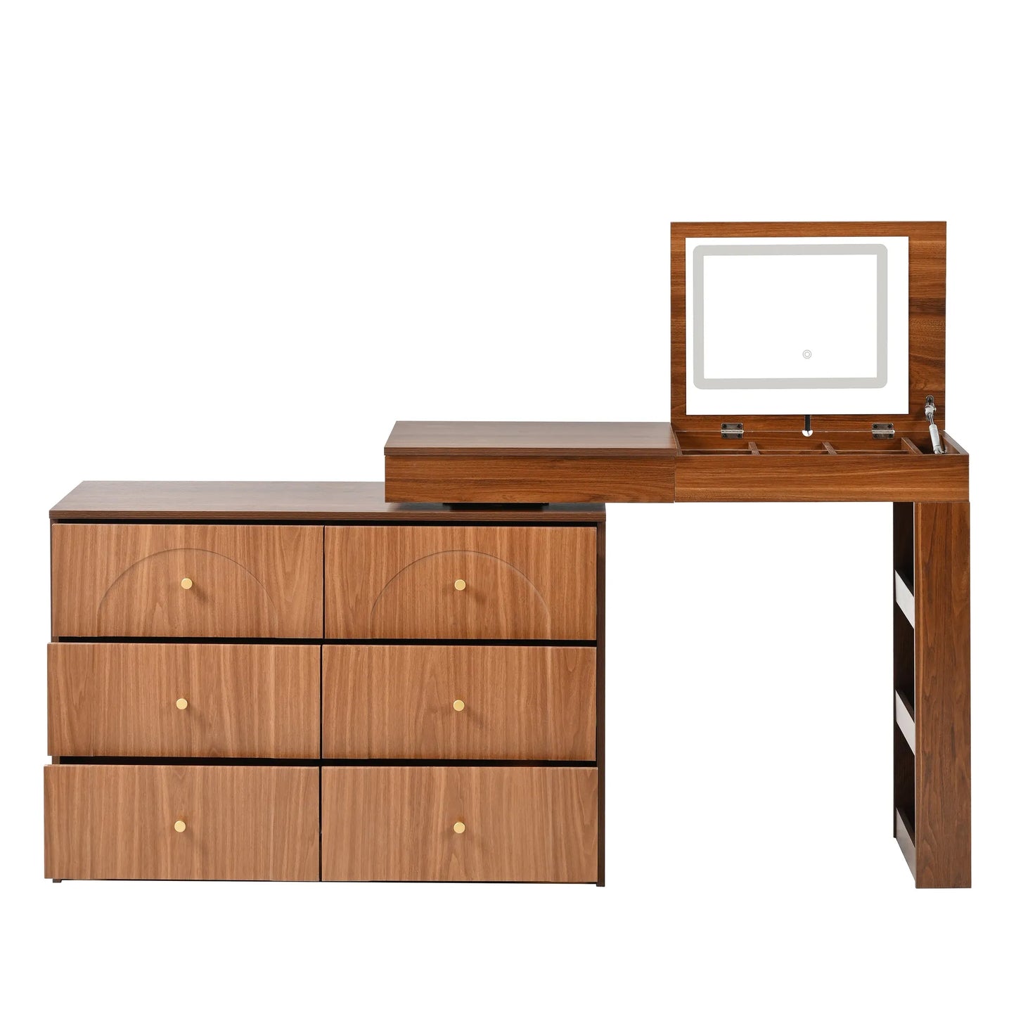 Vanity Desk with Mirror and Lights, Makeup Vanity Table with Flip-Top Tabletop and Storage 7 Drawers, 9 Compartments, 3 Shelves, 3 Color Modes – view 13