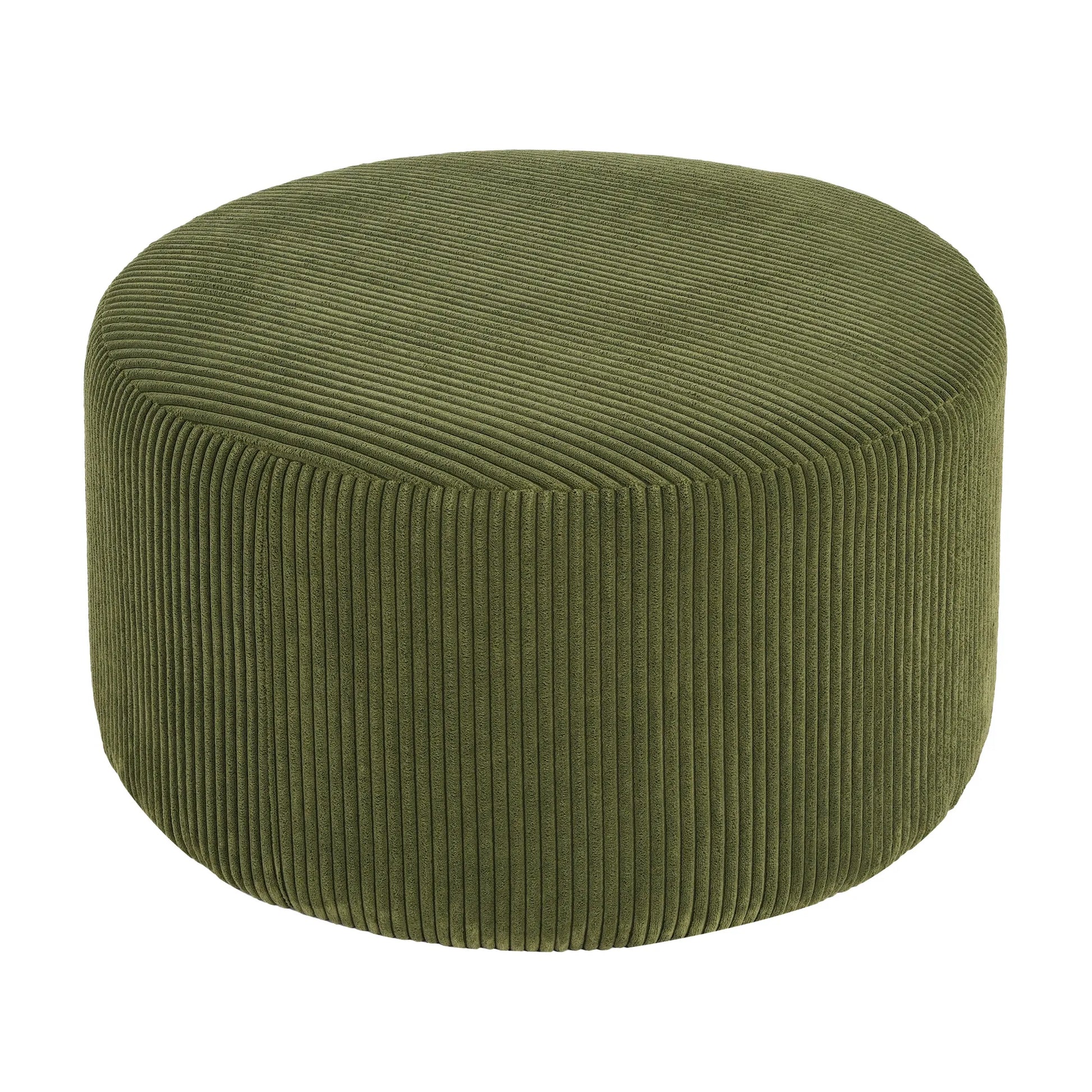 Upholstered Round Ottoman,Olive Green,Corduroy – view 13