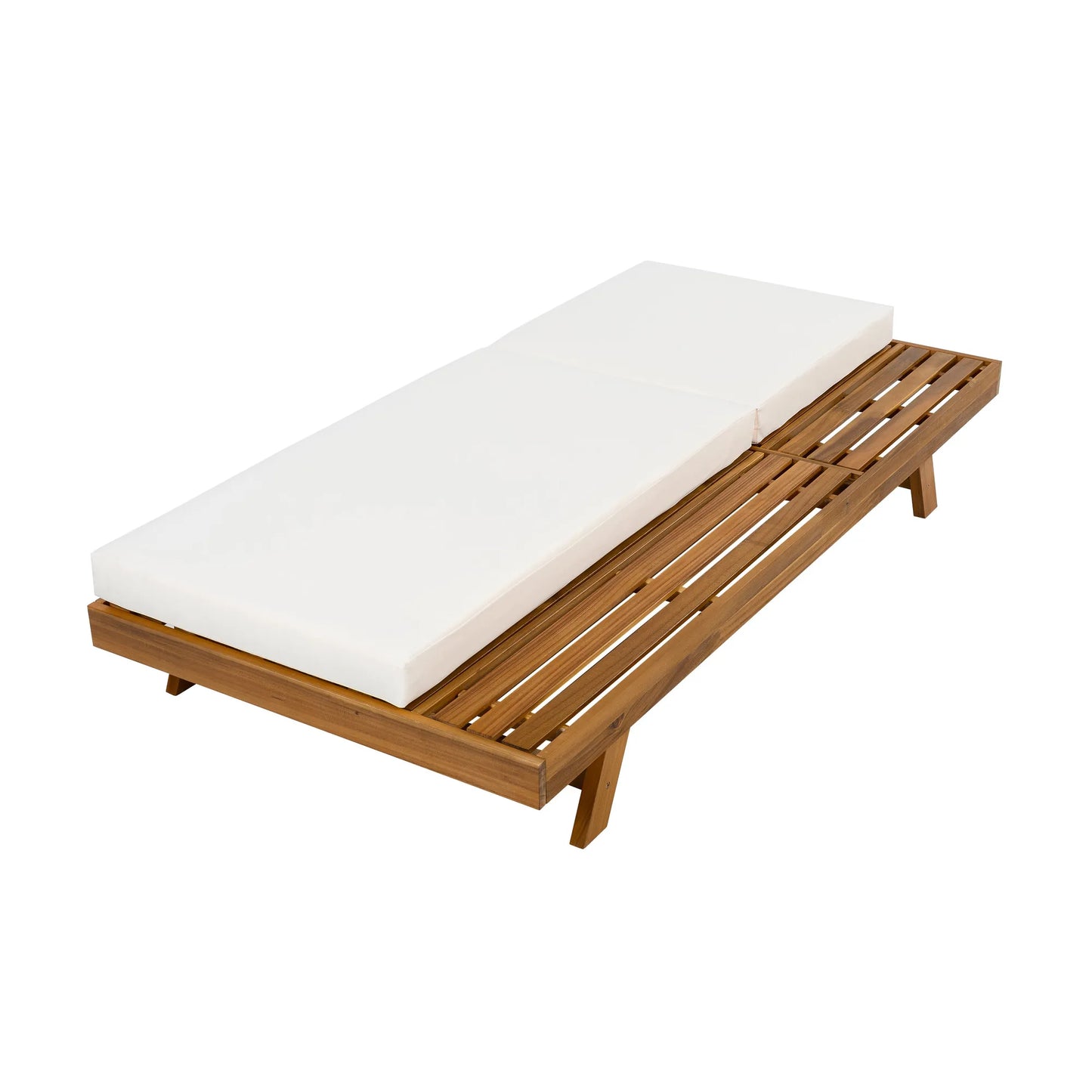 LOUNGE CHAISE SET, SPACE AVAILABLE ON ONE SIDE,ACACIA WOOD WITH WATER-RESISTANT LOUNGE CUSHIONS (CREAM & 4 INCH THICK) - MATCHING DARK GREY VERSION – view 13