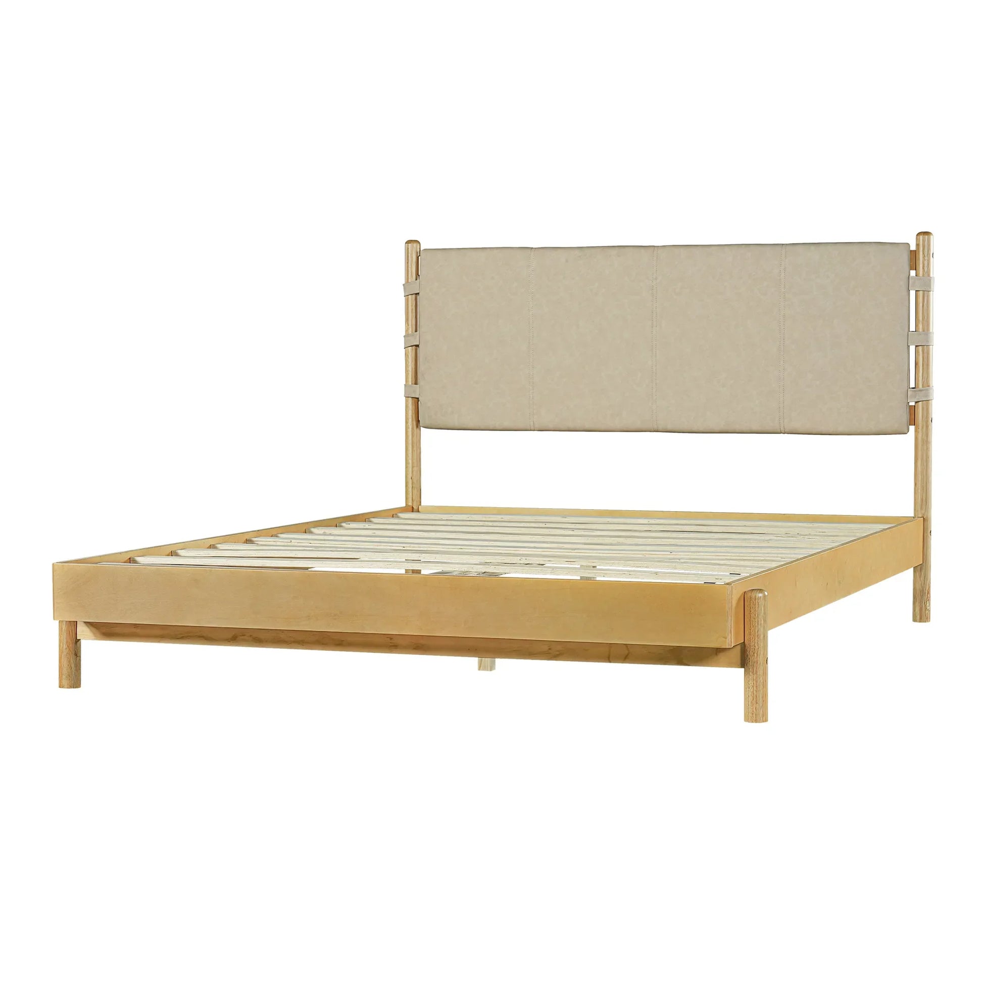 Modern Queen Bed Frame Set with 2 Nightstands, Beige Wood Platform Bed with Headboard and Matching Bedside Tables for Bedroom – view 13