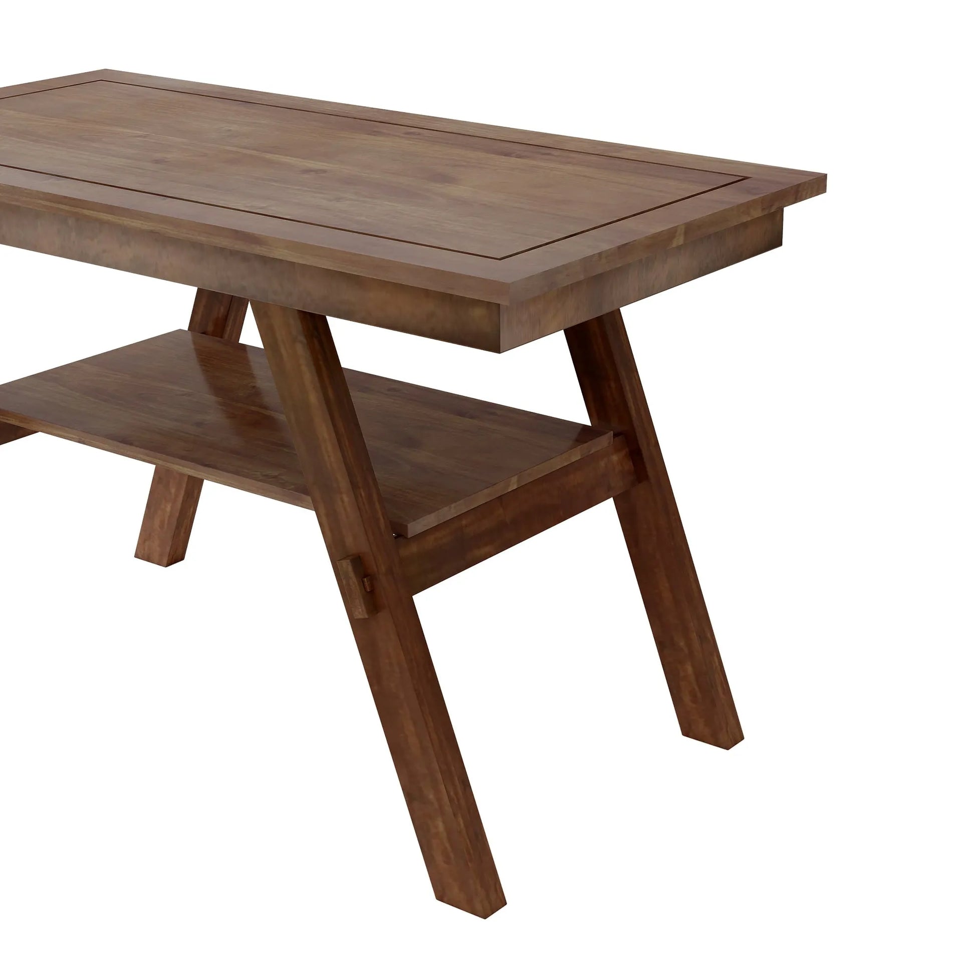 6-Piece Wood Counter Height Dining Table Set with Storage Shelf, Kitchen Table Set with Bench and 4 Chairs,Rustic Style, Walnut+Beige Cushion (old – view 13