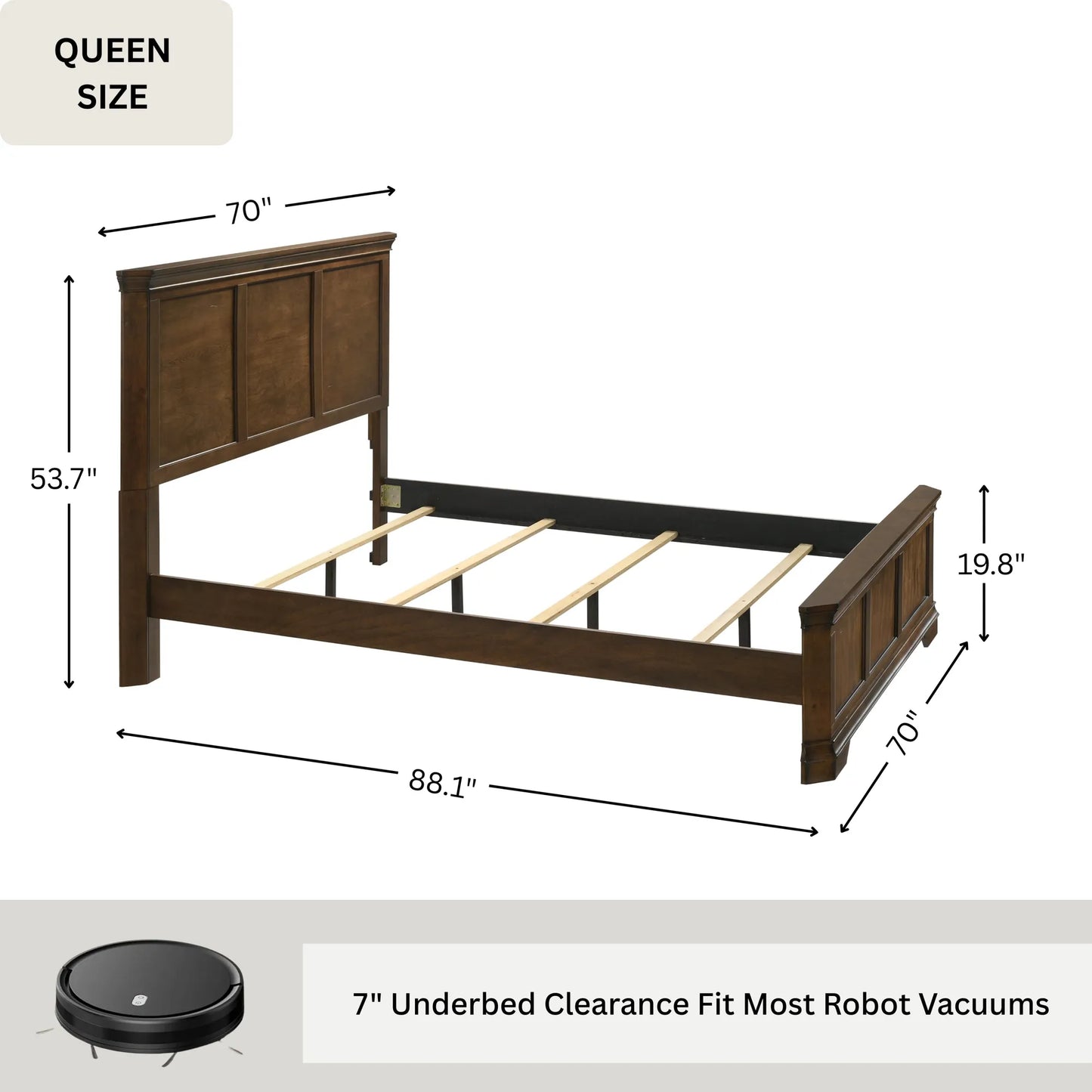 Maderne Traditional Wood Panel 6 pieces Queen Bed set with Dresser, Mirror, Two Nightstands, Chest – view 13