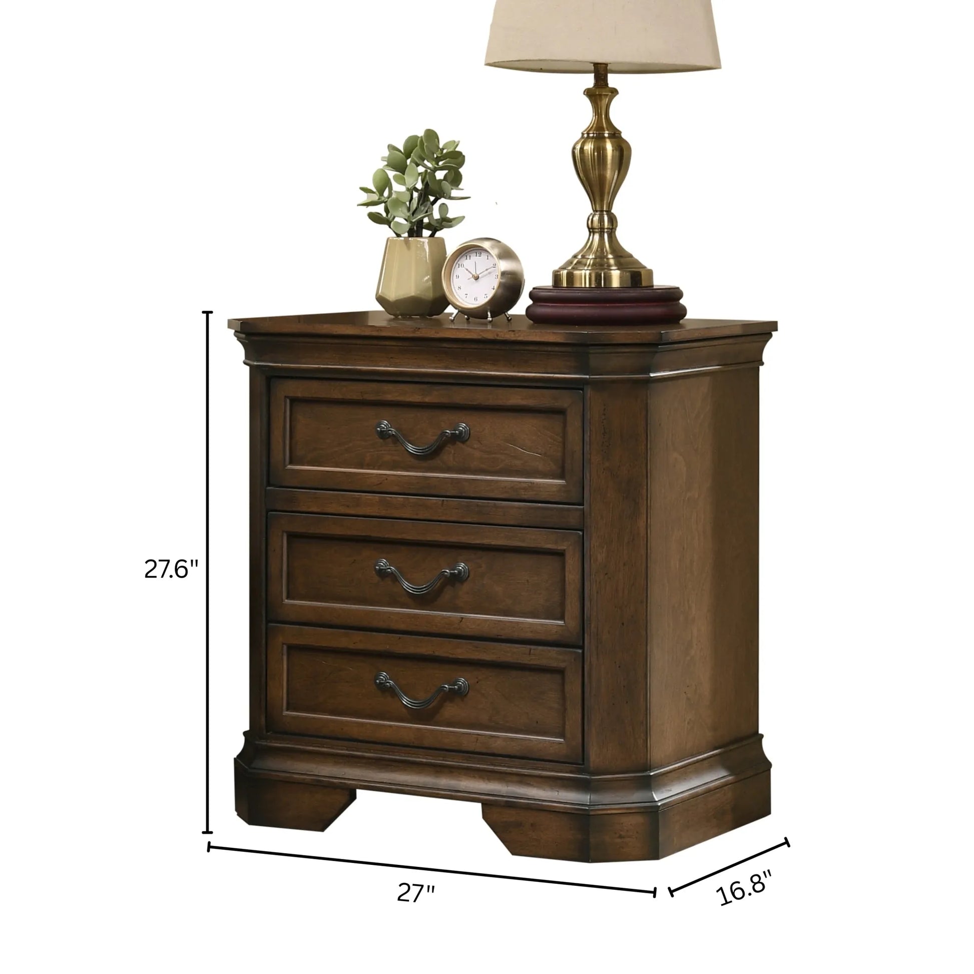 Maderne Traditional 3-Piece Wood Bedroom Set with King Size Panel Bed and Two Nightstands – view 13