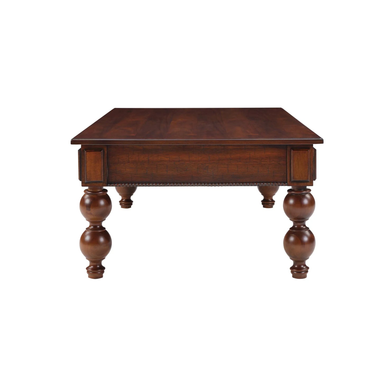 Rectangular Wooden Coffee Table with Storage Drawer, Vintage Cocktail Table with Solid Wood Gourd-Shaped Legs for Living Room,No-Tools Assembly – view 13