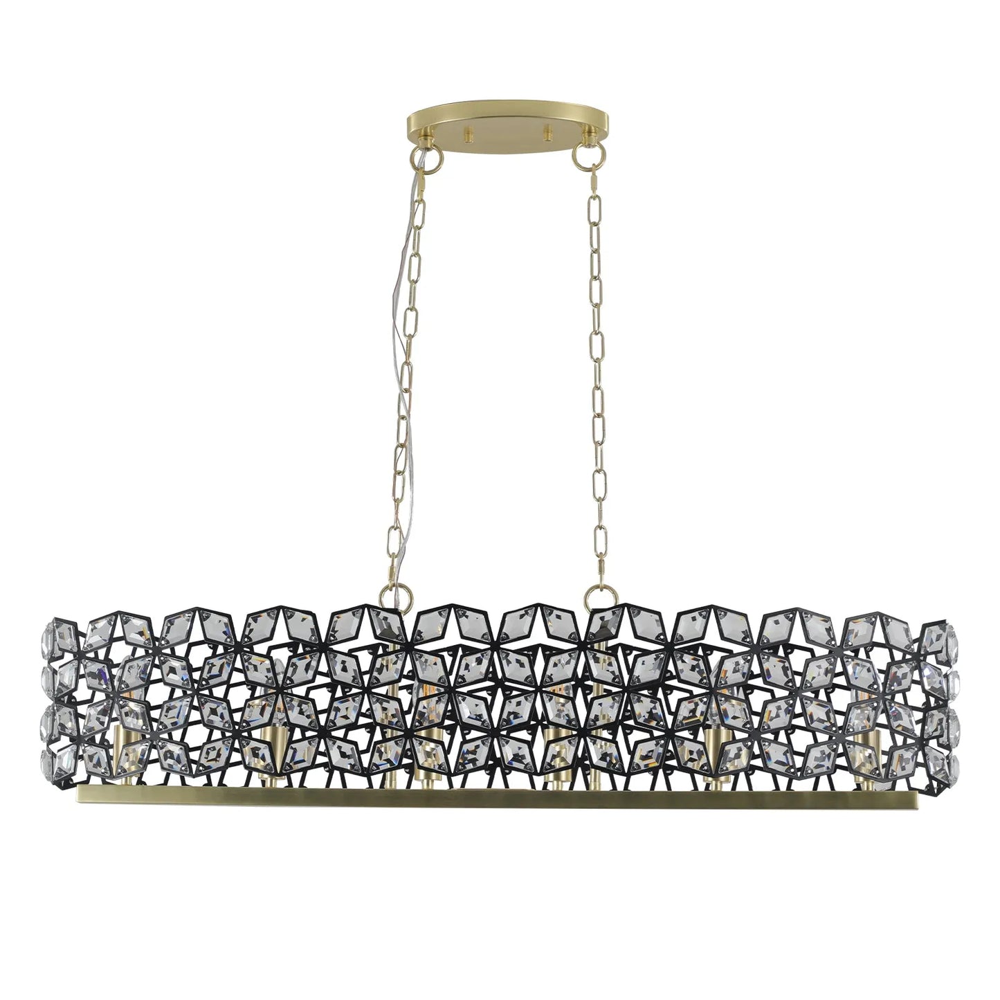 39' Contemporary Crystal and BlackGold Pendant Chandelier – Geometric Modern Light Fixture for Dining Room, Kitchen, or Living Room (Bulb Not – view 13