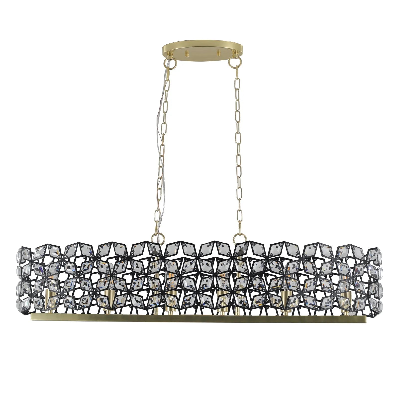 39' Contemporary Crystal and BlackGold Pendant Chandelier – Geometric Modern Light Fixture for Dining Room, Kitchen, or Living Room (Bulb Not – view 13