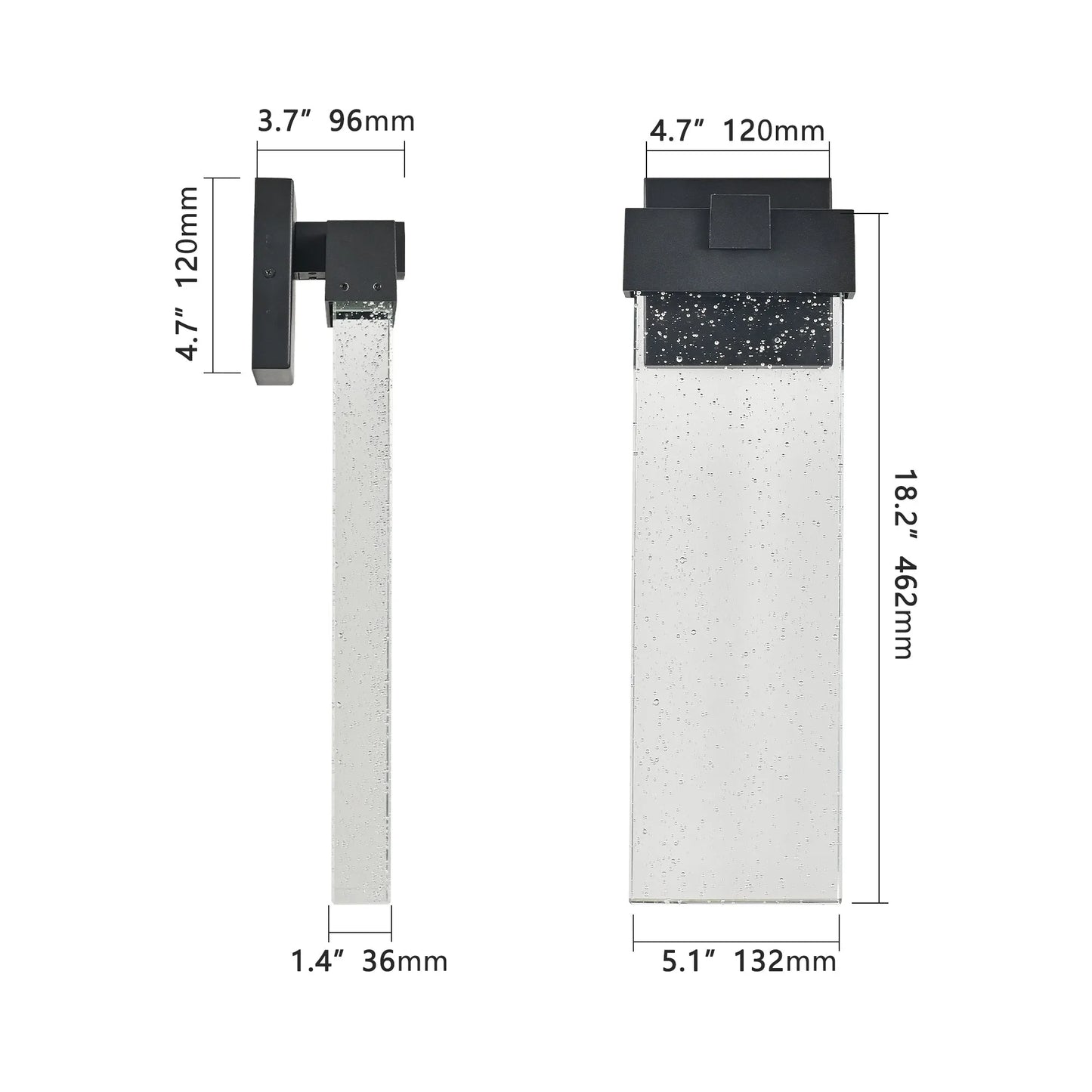 18'(H) 1-pack 12W Modern Outdoor Wall Light Fixture, Weatherproof LED Wall Sconce with Bubble Crystal, Black Finish, Up and Down Lighting for Porch – view 13