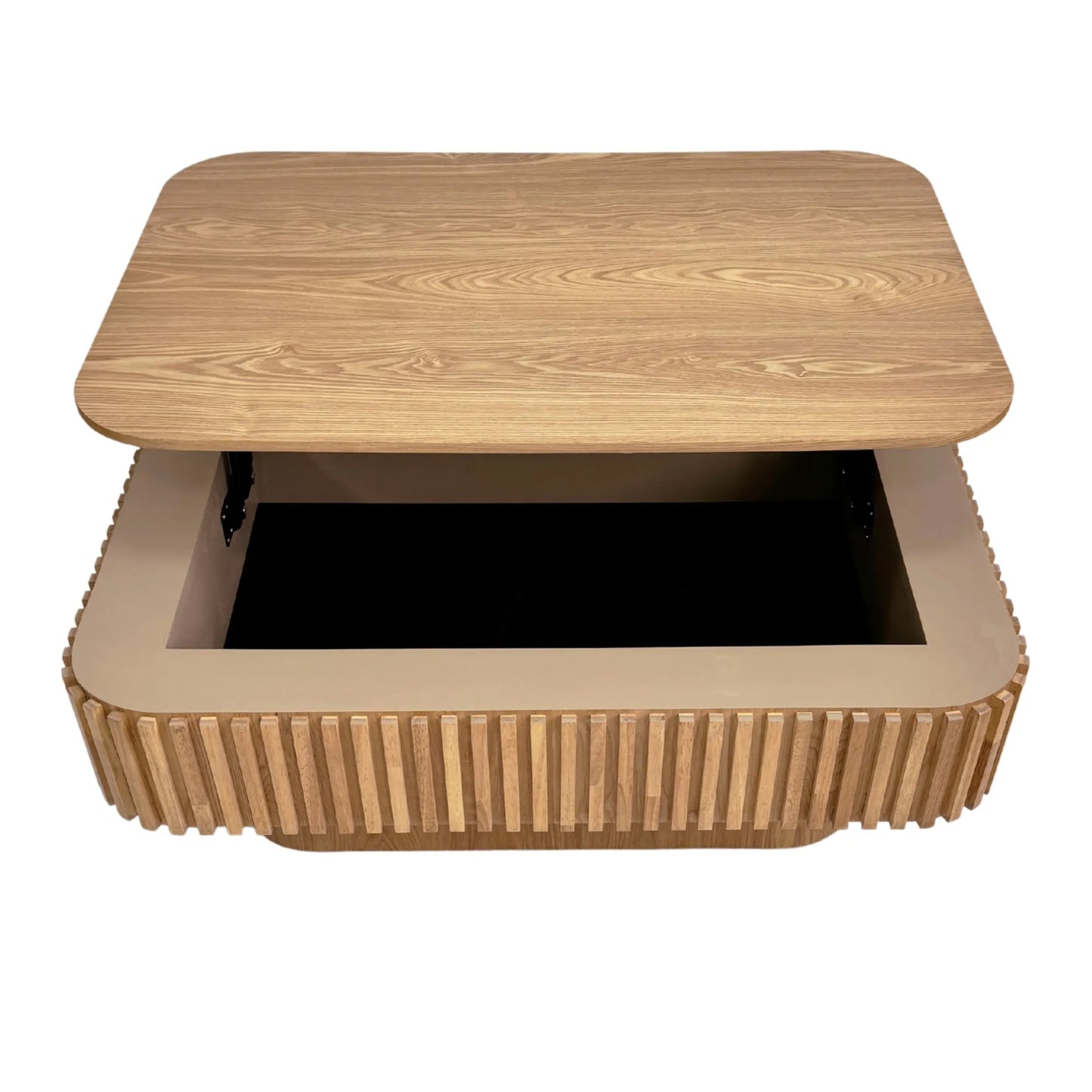 38.6'' Fluted Lift-top Coffee Table Solid Wood Veneered Modern Coffee Table Accent Tea Table with Storage and Adjustable Height for Living Room – view 13