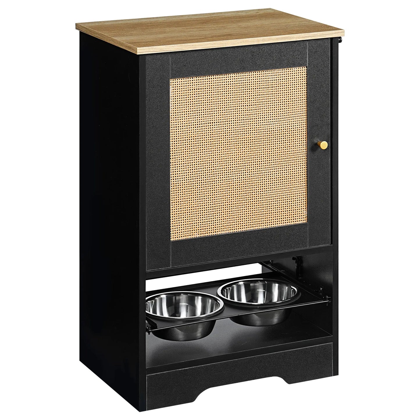 Feeding Station with 1 Storage Cabinets, Pet Feeding Station with 2 Elevated Dog Bowls, Side Hooks, Anti-tip Kit, Hidden Pet Feeder Station for – view 13