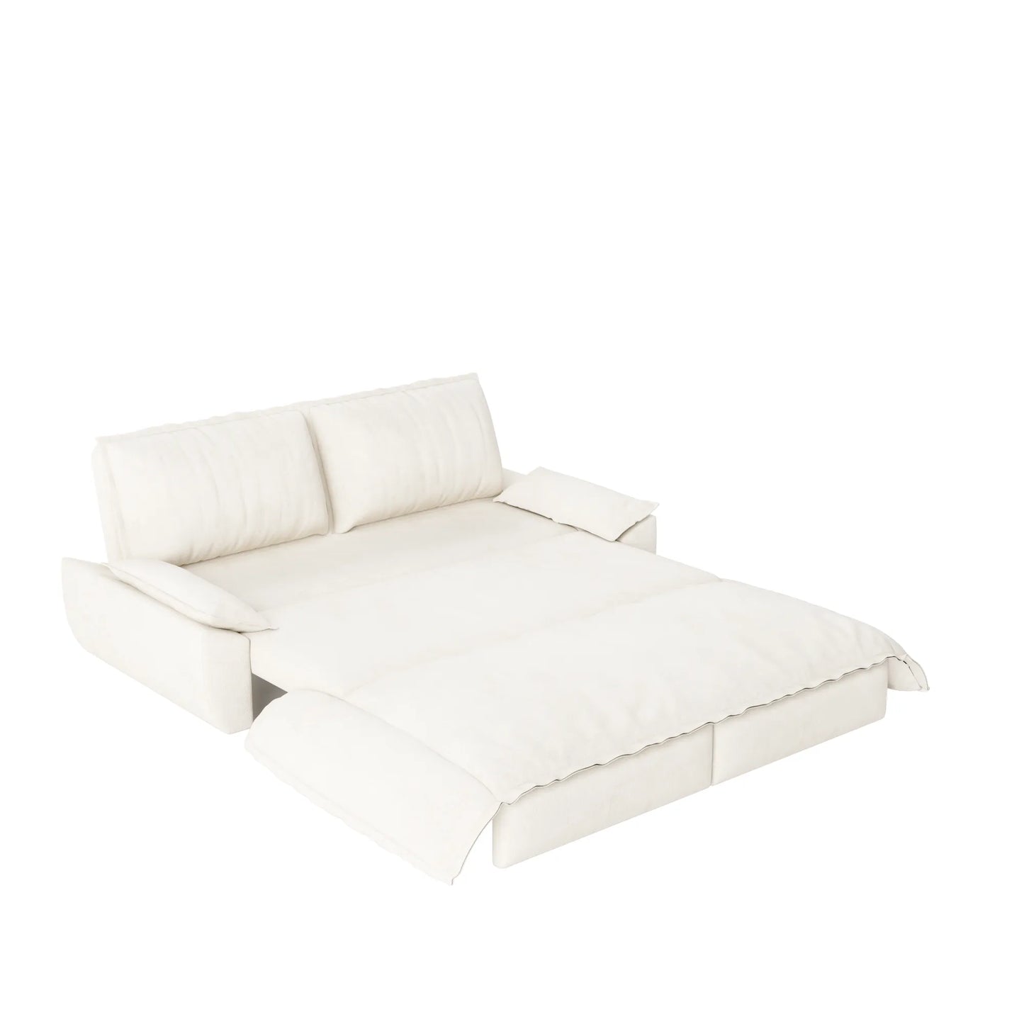 73.2'Queen Pull Out Sofa Bed,3-in-1 Convertible Sleeper Sofa,Multi-Functional Velvet Loveseat Bed,Beige/White – view 13