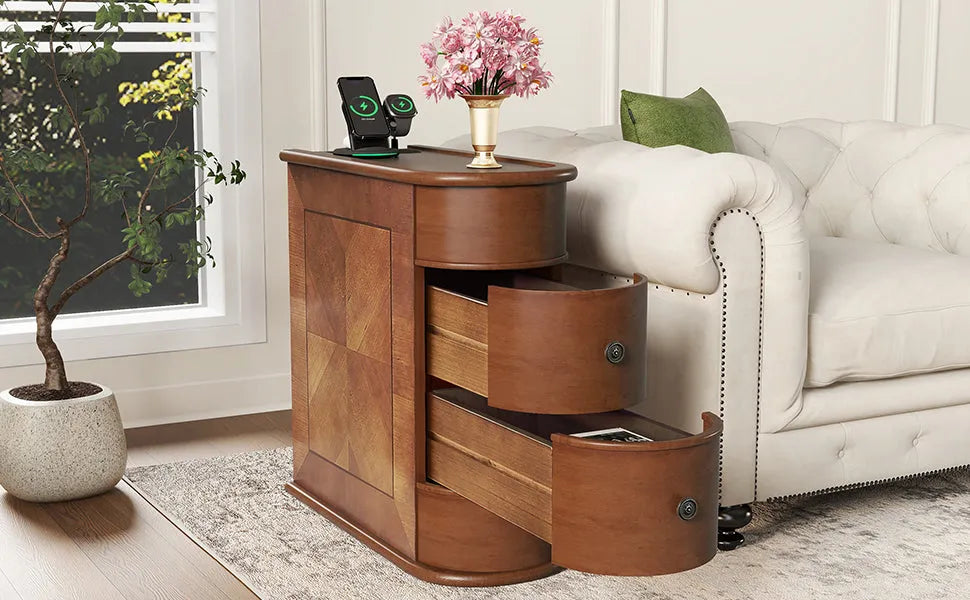 End Table with Charging Station,Sofa Side Table with Drawers, No Assembly Required(Expect Arrival Date 2025/4/16) – view 13