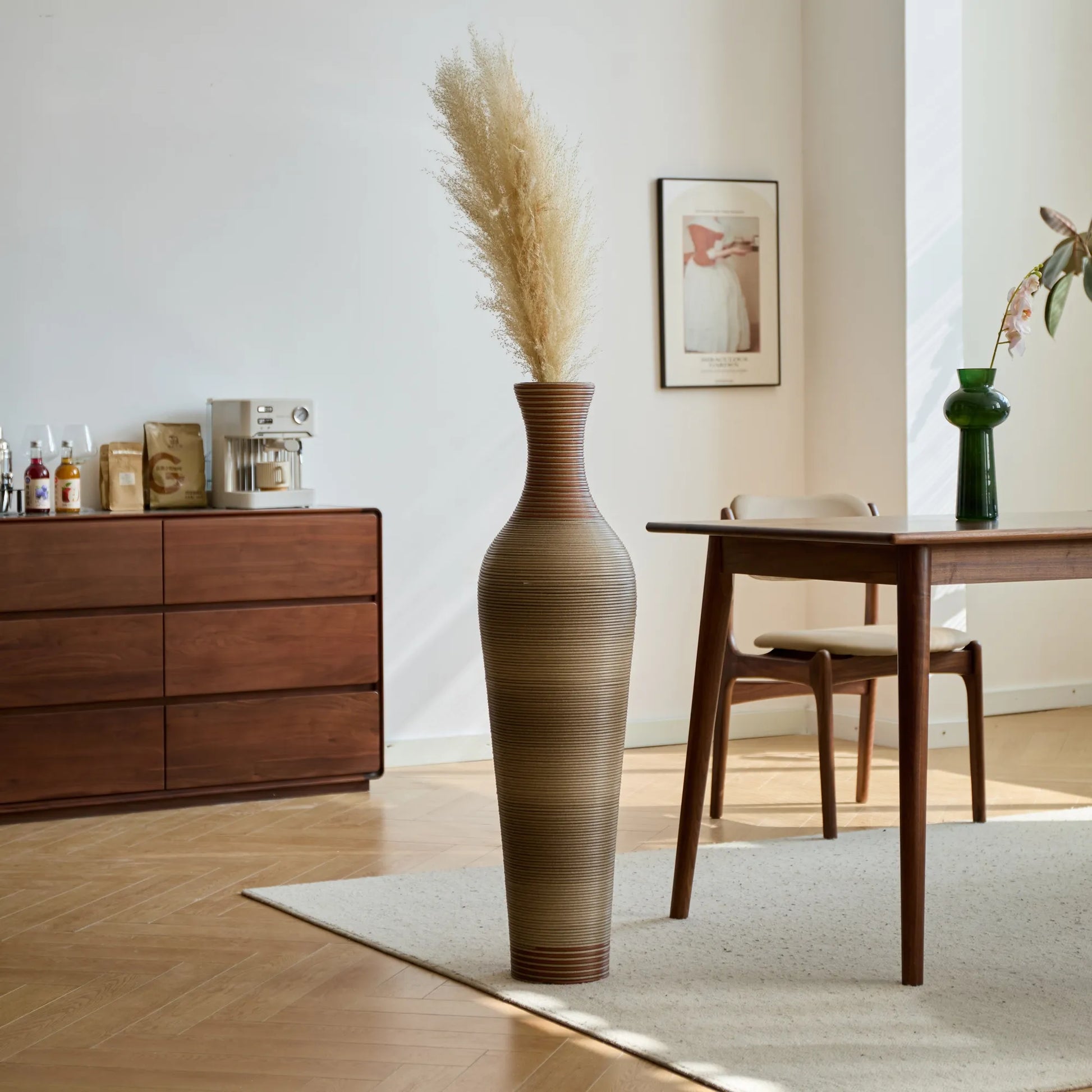 39-Inch-Tall Vase, Brown Decorative Floor Vase, Classic Neat Floor Vase Tall Freestanding Flower Holder, Artificial Rattan Vase, PVC Floor Vase – view 13
