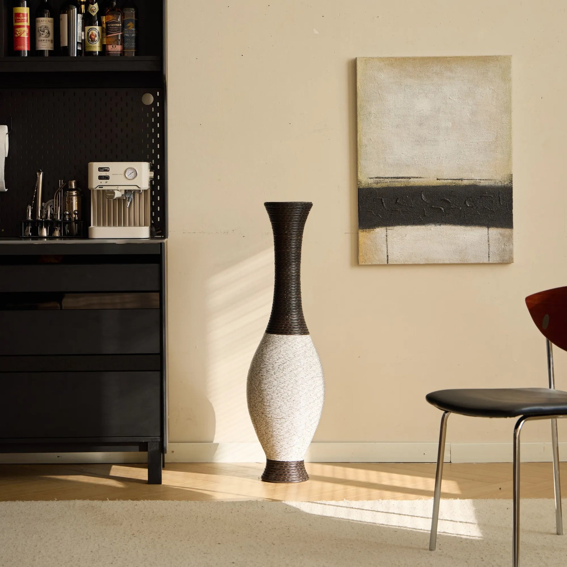 39-Inch Tall Designer Floor Vase – Artificial Rattan with Elegant Two-Tone Dark Brown Finish – Decorative Accent for Living Room, Bedroom, or Entryway – view 13