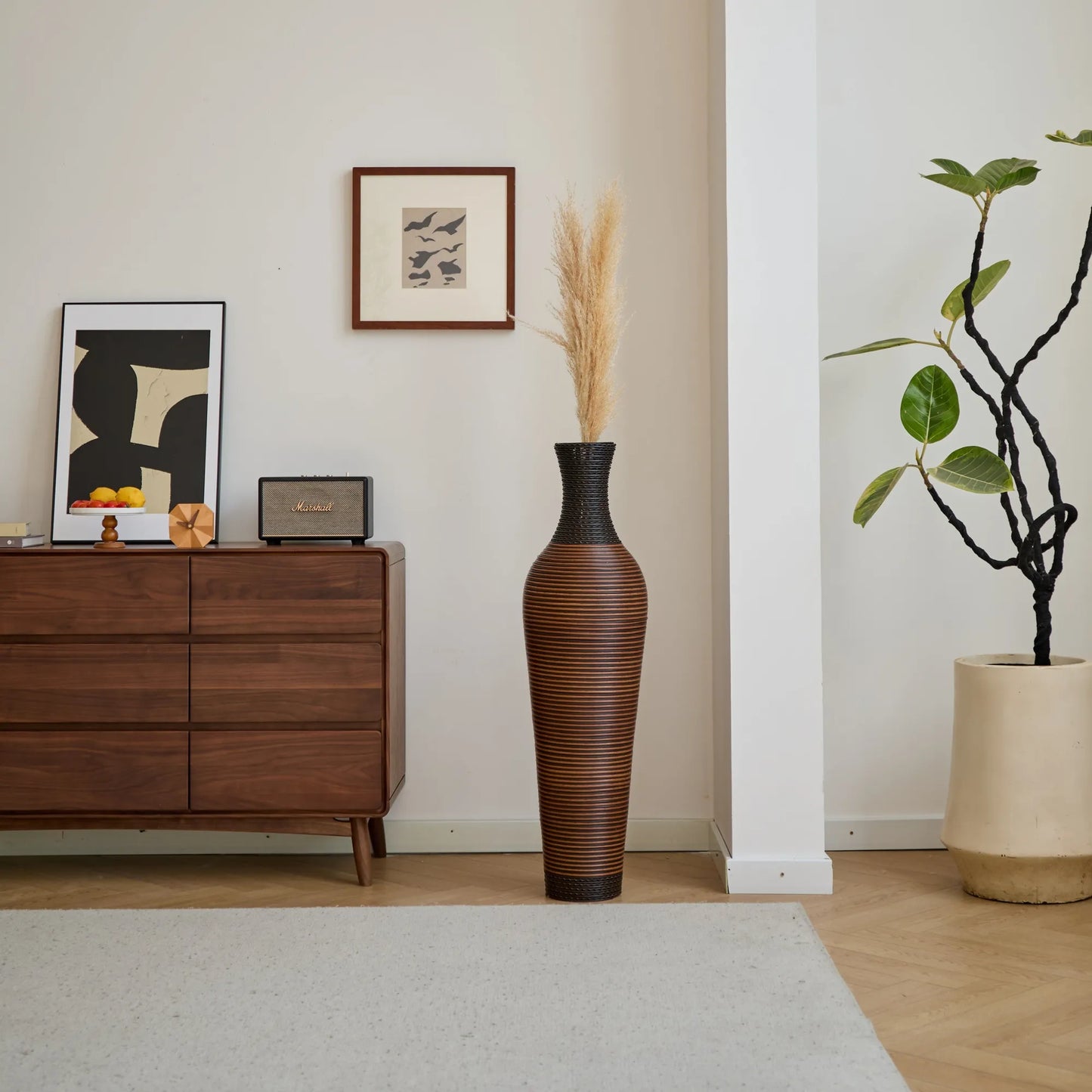 39' Tall Standing Designer Floor Vases with Elegant Two-Tone Dark Brown Finishes - Ideal for Decorating Living Rooms, Bedrooms, Entryways Perfect for – view 13