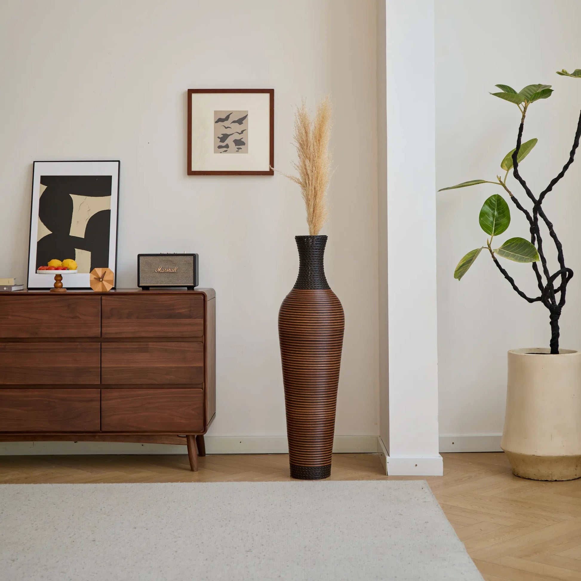 39' Tall Standing Designer Floor Vases with Elegant Two-Tone Dark Brown Finishes - Ideal for Decorating Living Rooms, Bedrooms, Entryways Perfect for – view 13