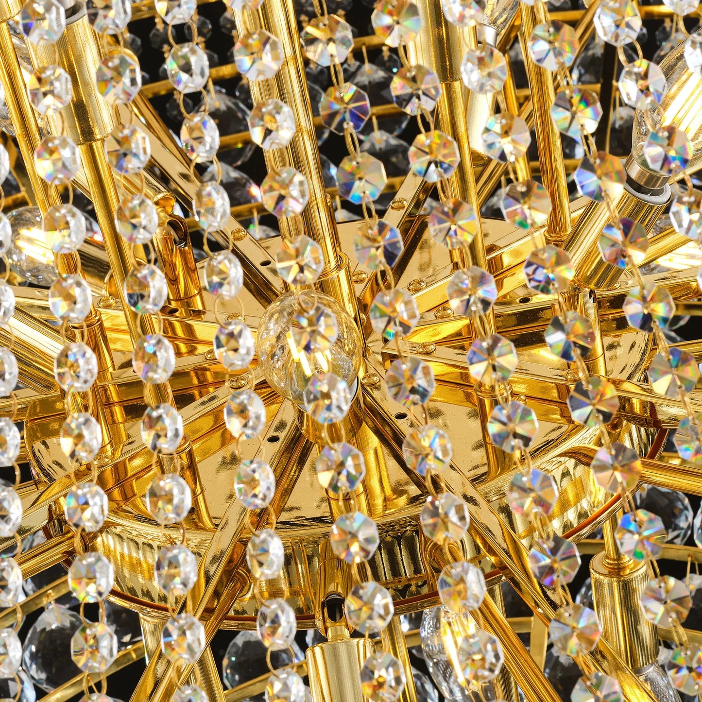 32-Inch Gold Crystal Chandelier, 27-Light French Empire Ceiling Light with LED Bulbs, Adjustable 59-Inch Chain, 3000K Warm Light, Ideal for Living – view 13