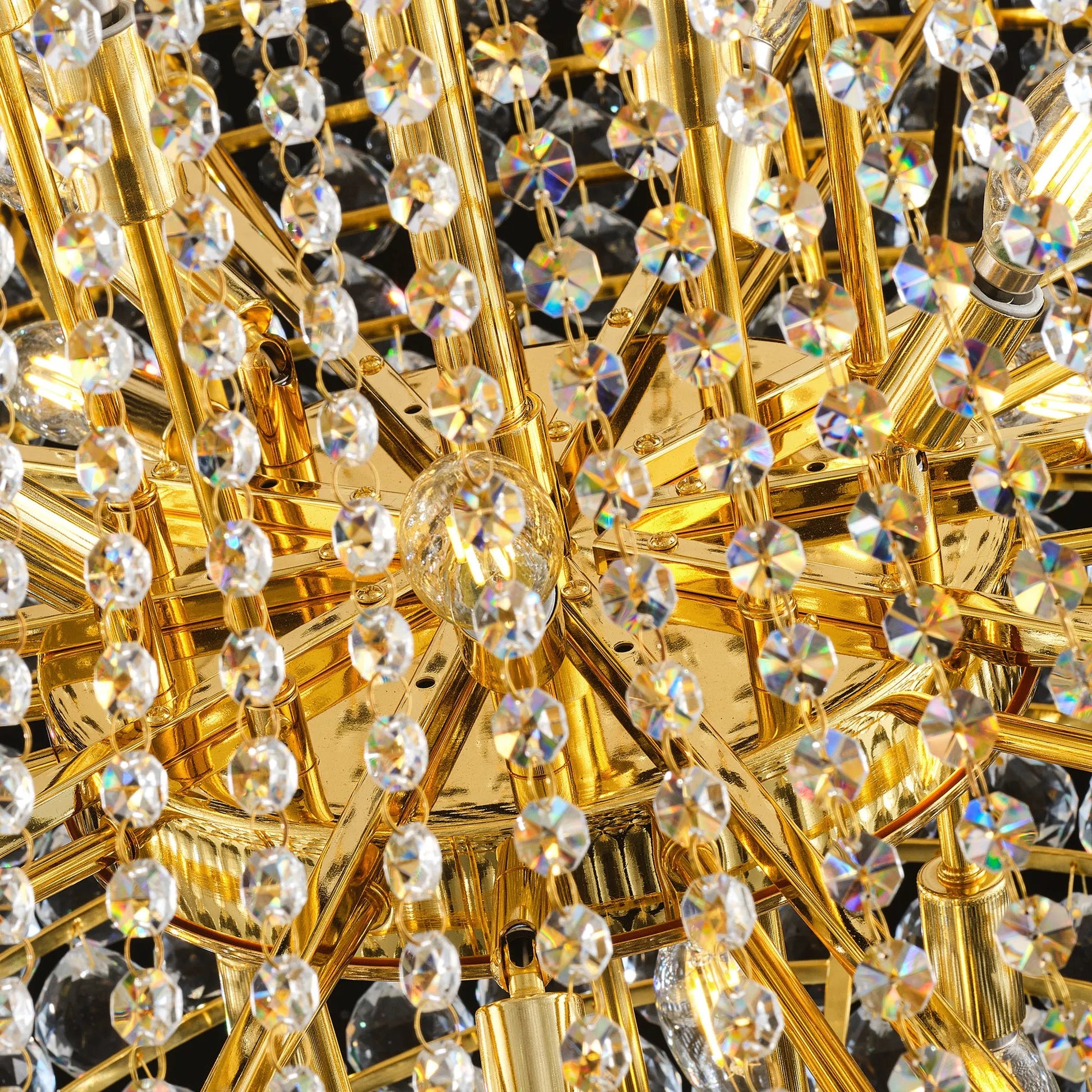 32-Inch Gold Crystal Chandelier, 27-Light French Empire Ceiling Light with LED Bulbs, Adjustable 59-Inch Chain, 3000K Warm Light, Ideal for Living – view 13