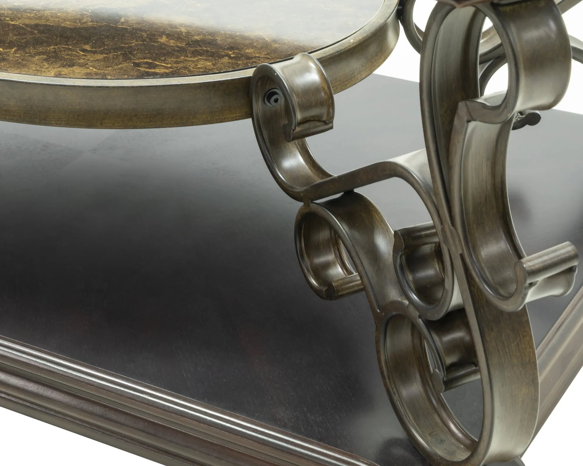 Cocktail Table, Glass table top, MDF W/marble paper middle shelf, powder coat finish metal legs. (52'Lx32'Wx20.3'H) – view 13