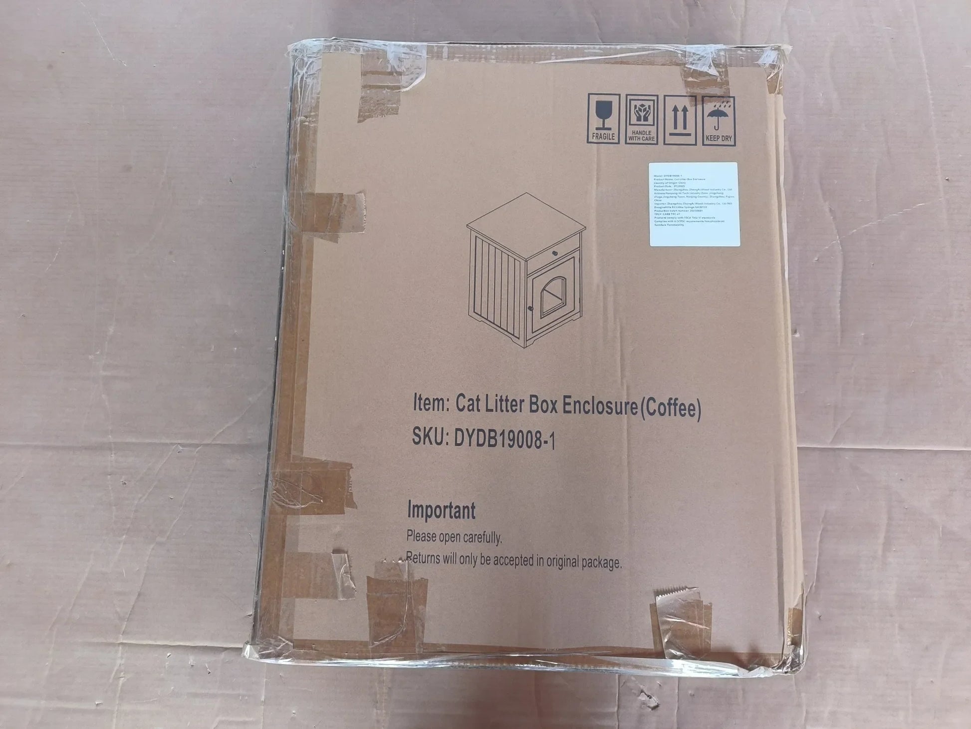 Brown Wooden Pet House Cat Litter Box Enclosure with Drawer, Side Table, Indoor Pet Crate, Cat Home Nightstand – view 13
