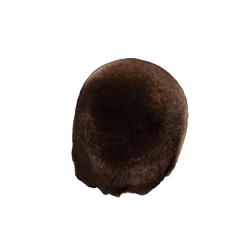 Dark Brown genuine Rex rabbit fur gear shift cover on transparent background