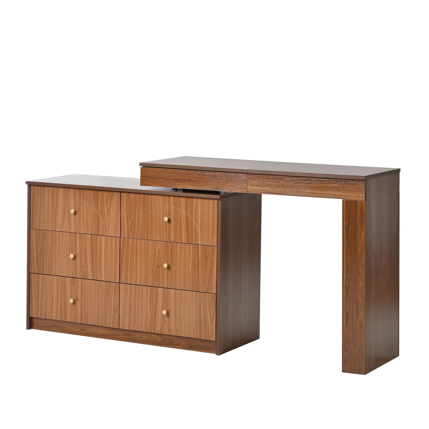 Vanity Desk with Mirror and Lights, Makeup Vanity Table with Flip-Top Tabletop and Storage 7 Drawers, 9 Compartments, 3 Shelves, 3 Color Modes – view 14