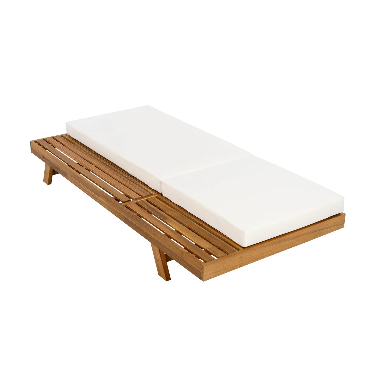 LOUNGE CHAISE SET, SPACE AVAILABLE ON ONE SIDE,ACACIA WOOD WITH WATER-RESISTANT LOUNGE CUSHIONS (CREAM & 4 INCH THICK) - MATCHING DARK GREY VERSION – view 14