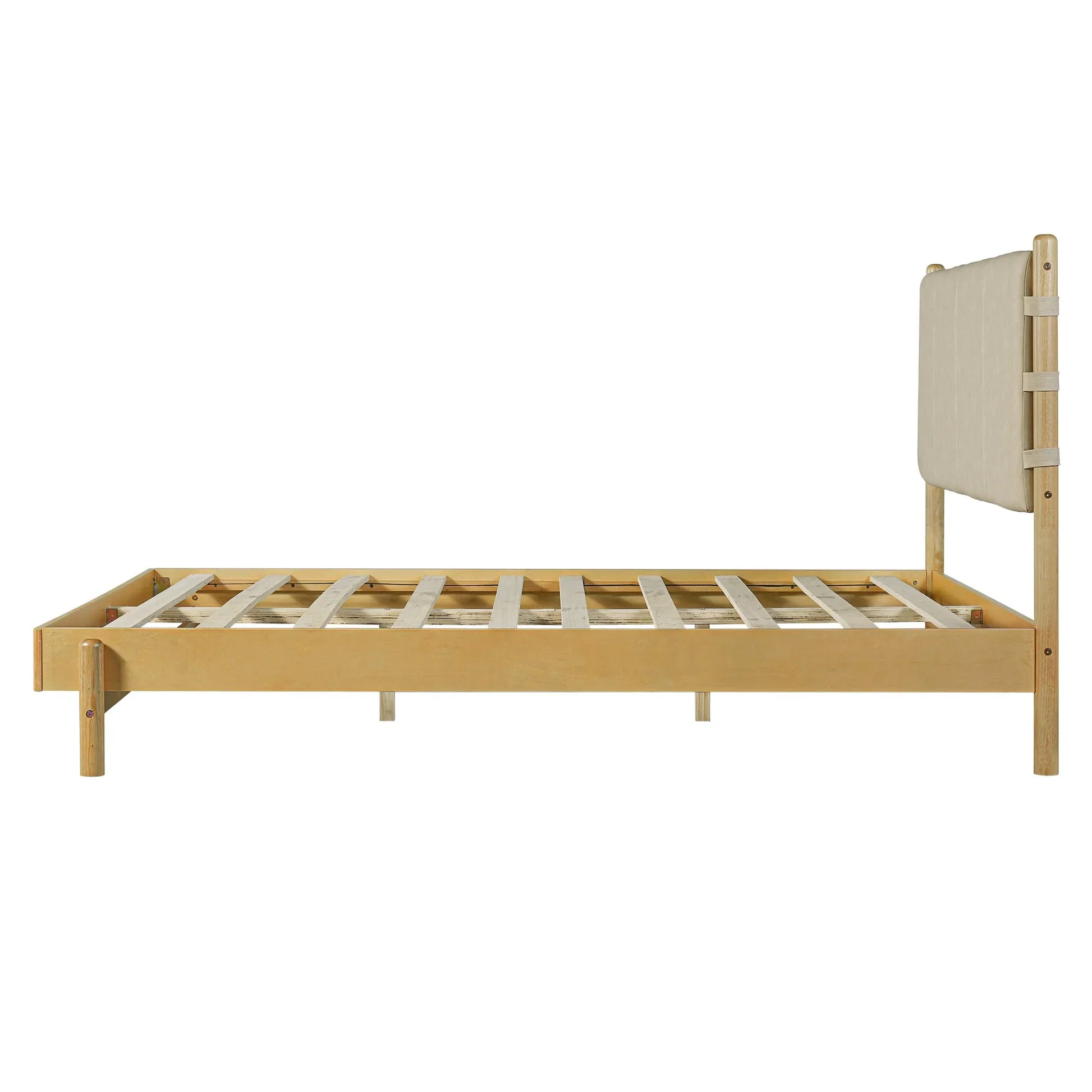 Modern Queen Bed Frame Set with 2 Nightstands, Beige Wood Platform Bed with Headboard and Matching Bedside Tables for Bedroom – view 14