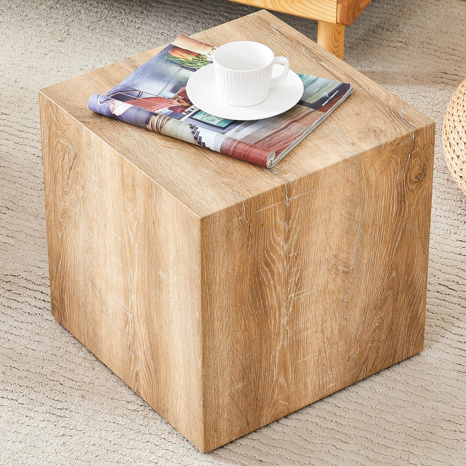 Elevate your living space with this square modern MDF coffee table that showcases smooth, light wood color texture patterns. It is characterized by – view 14