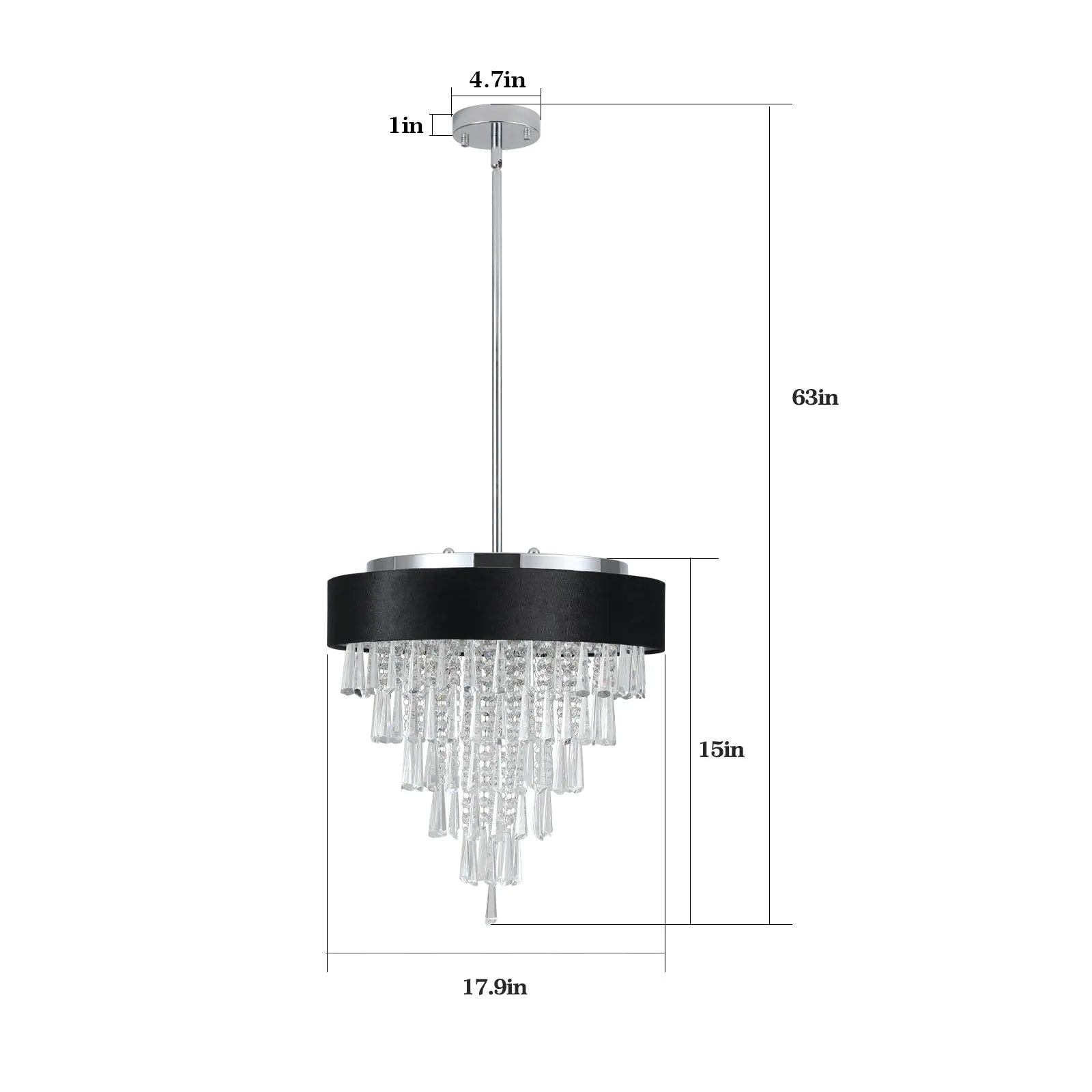 18-inch Modern Crystal Chandelier with Black Imitation Velvet Anti-Glare Shade, Adjustable Height, 8-Light G9 Base for Dining Room, Living Room, or – view 14
