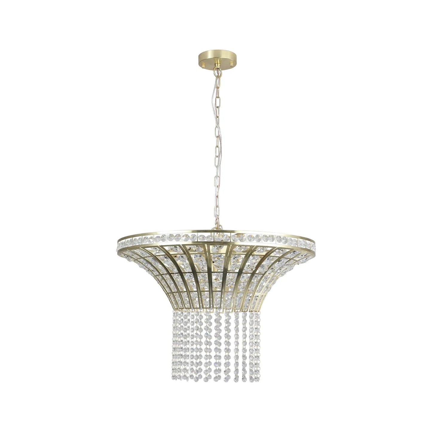 24' Modern Crystal Round Chandelier with Gold Finish, Elegant Pendant Light with Cascading Beads, for Dining Room, Living Room, or Foyer (No Bulbs) – view 14