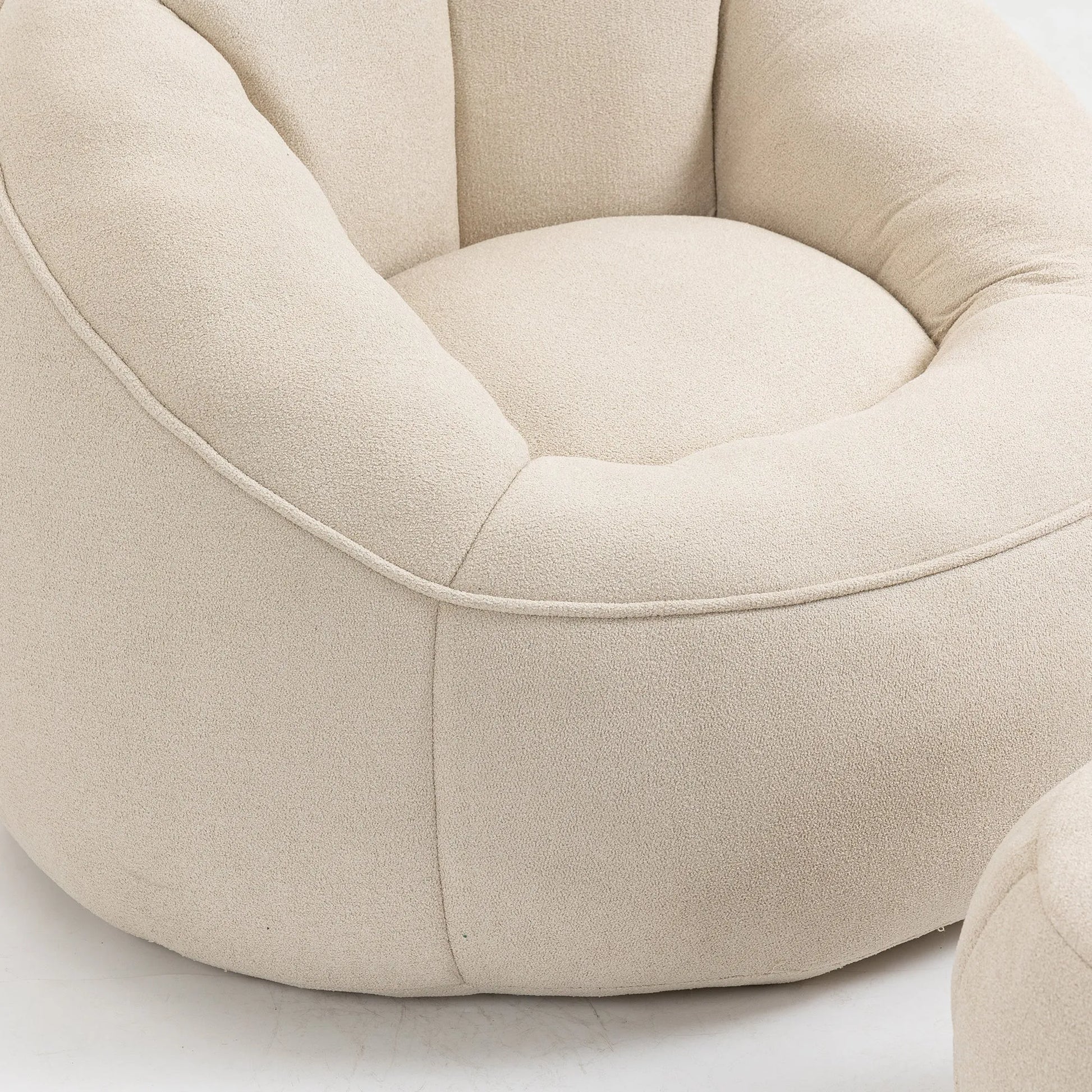 Bedding Bean Bag Sofa Chair with High-Pressure Foam and Footrest, Beige Microfiber – view 14
