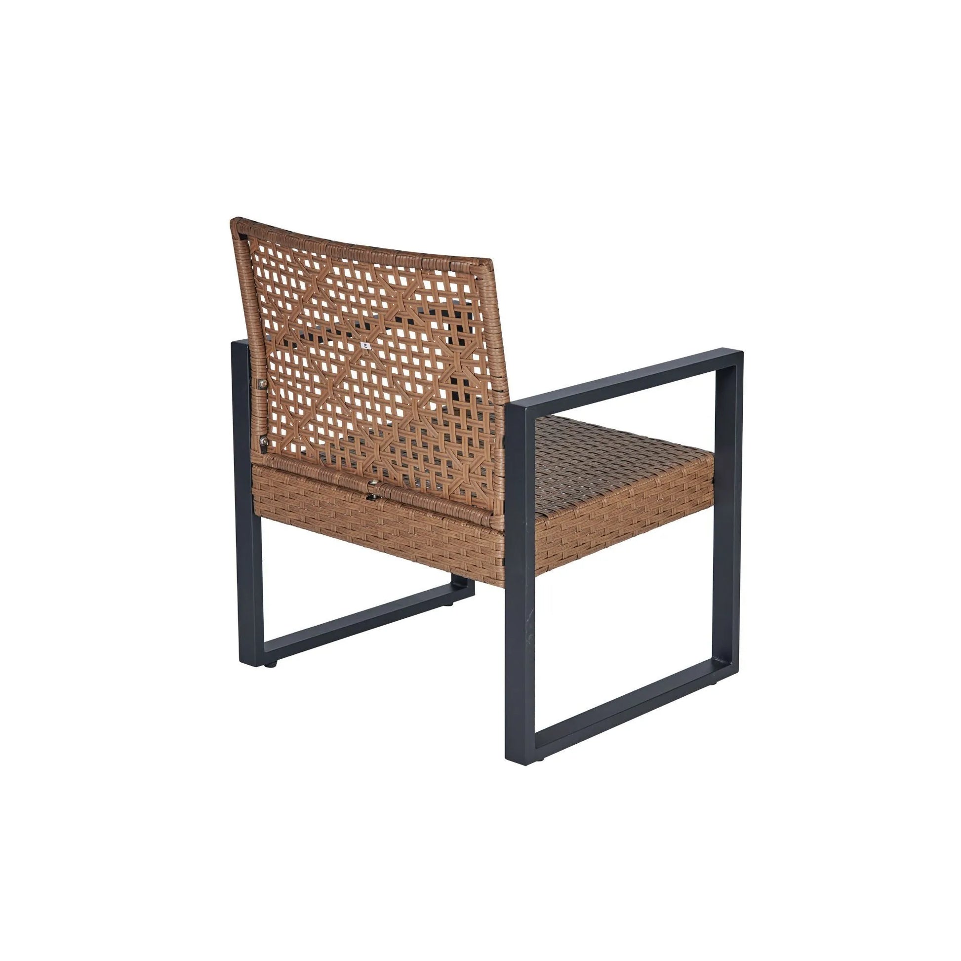 Modern Outdoor 4-Piece Patio Furniture Set with Acacia Wood Table Top, Black and Light Brown – view 14