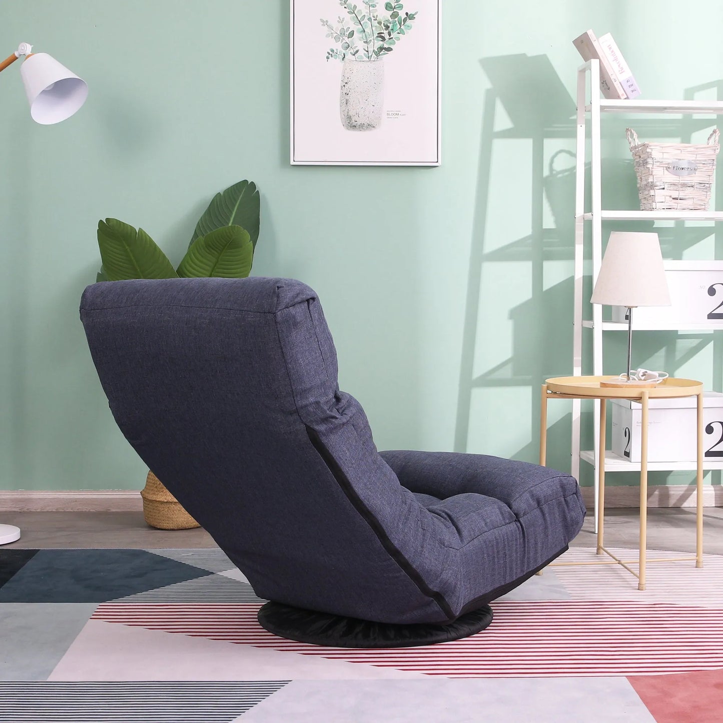 Navy Adjustable Japanese Reclining Floor Chair Sofa with Metal Frame for Living Room & Balcony – view 14