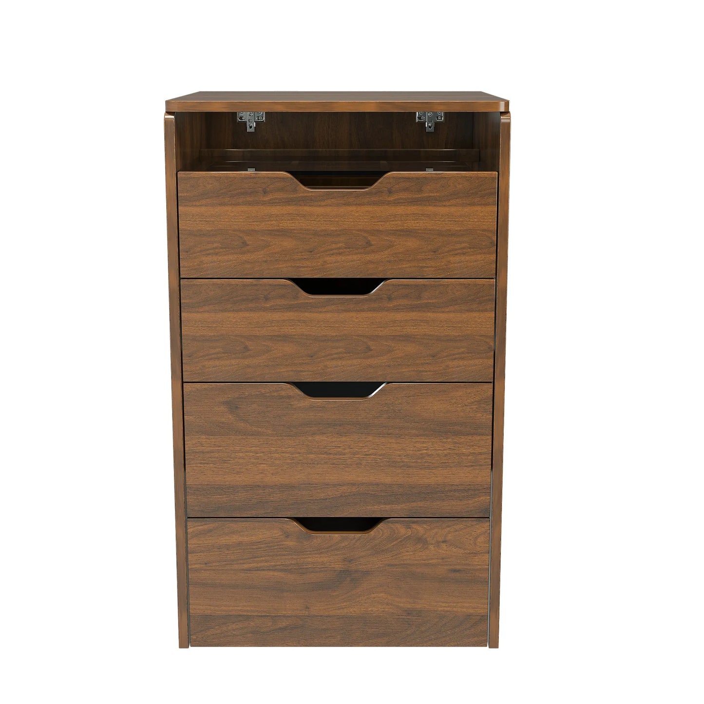 3-in-1 Vanity Desk with Lighted Mirror & Stool, Flip Top Makeup Dressing Table in Walnut Finish, Compact Storage for Bedroom, Bathroom, or Dressing – view 14