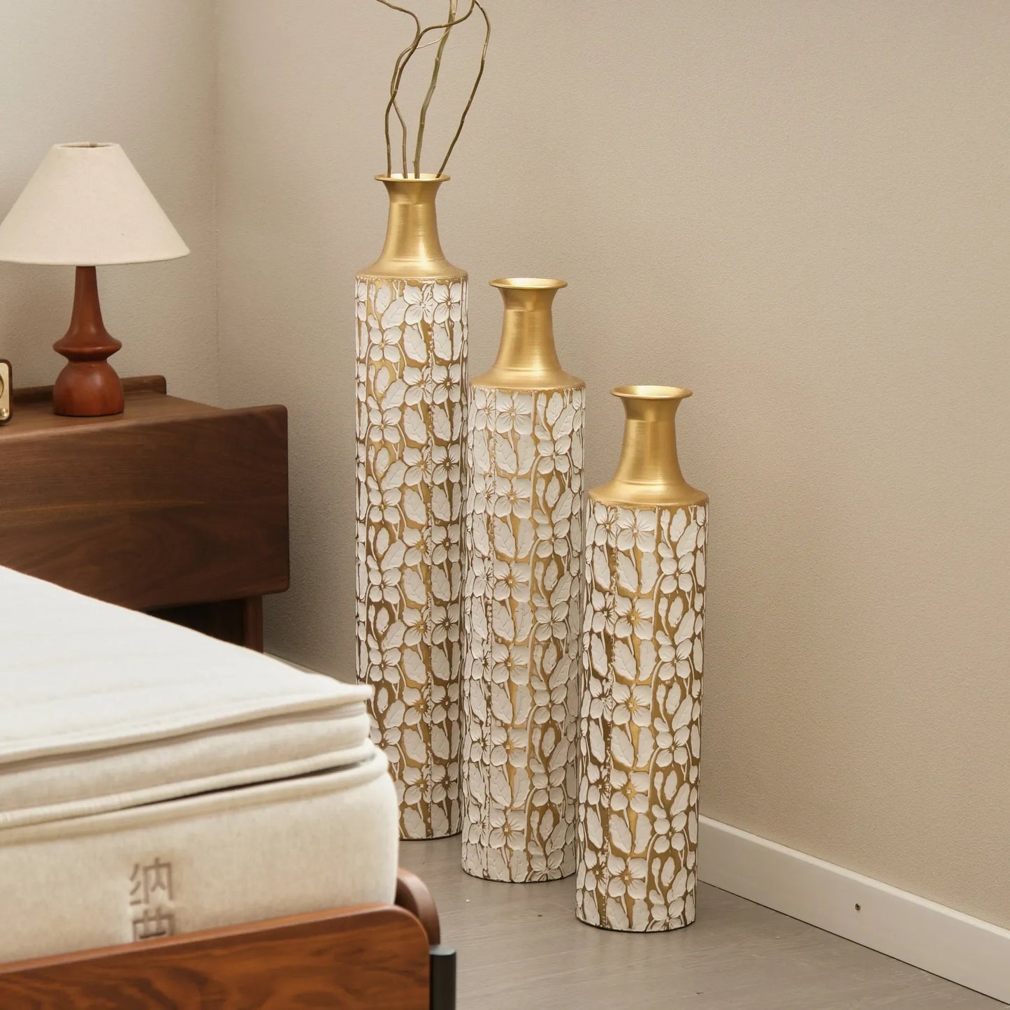 Floor Vases Gold Large Vases - 32/28/24-Inch Decorative High Vases Set of 3 for Home Décor Vintage Large Vases Representing Twigs, Twigs Dried – view 14