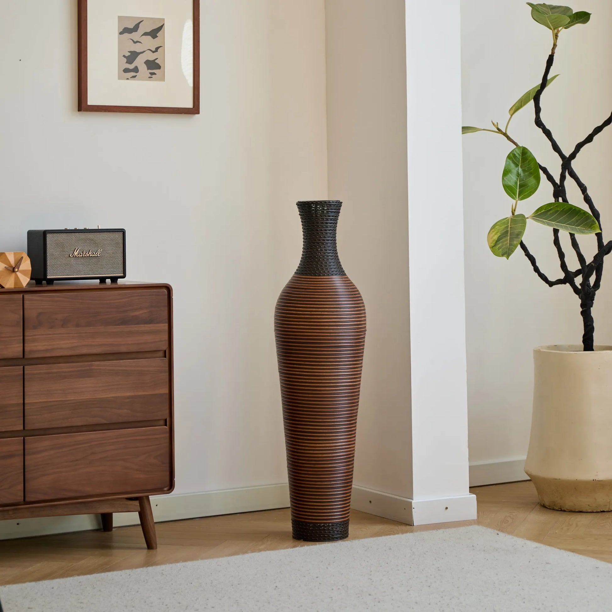 39' Tall Standing Designer Floor Vases with Elegant Two-Tone Dark Brown Finishes - Ideal for Decorating Living Rooms, Bedrooms, Entryways Perfect for – view 14