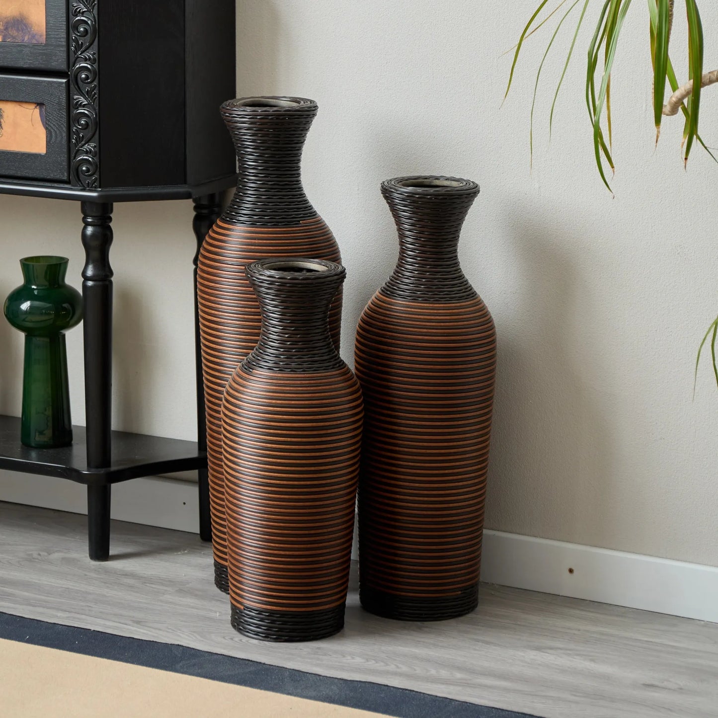 Desktop Vase, Brown Decorative Floor Vase, Classic and Neat Floor Vase, High Independent Flower Stand, Artificial Vine Vase, PVC Floor Vase, Home – view 14