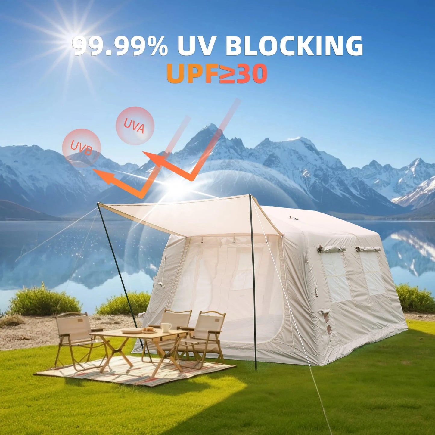 11 m ² Inflatable Tents for Camping, Blow Up Tent with Hand Pump, Easy Setup InflatableTent 4 Season Tent with Canopy , Waterproof Oxford Air – view 14