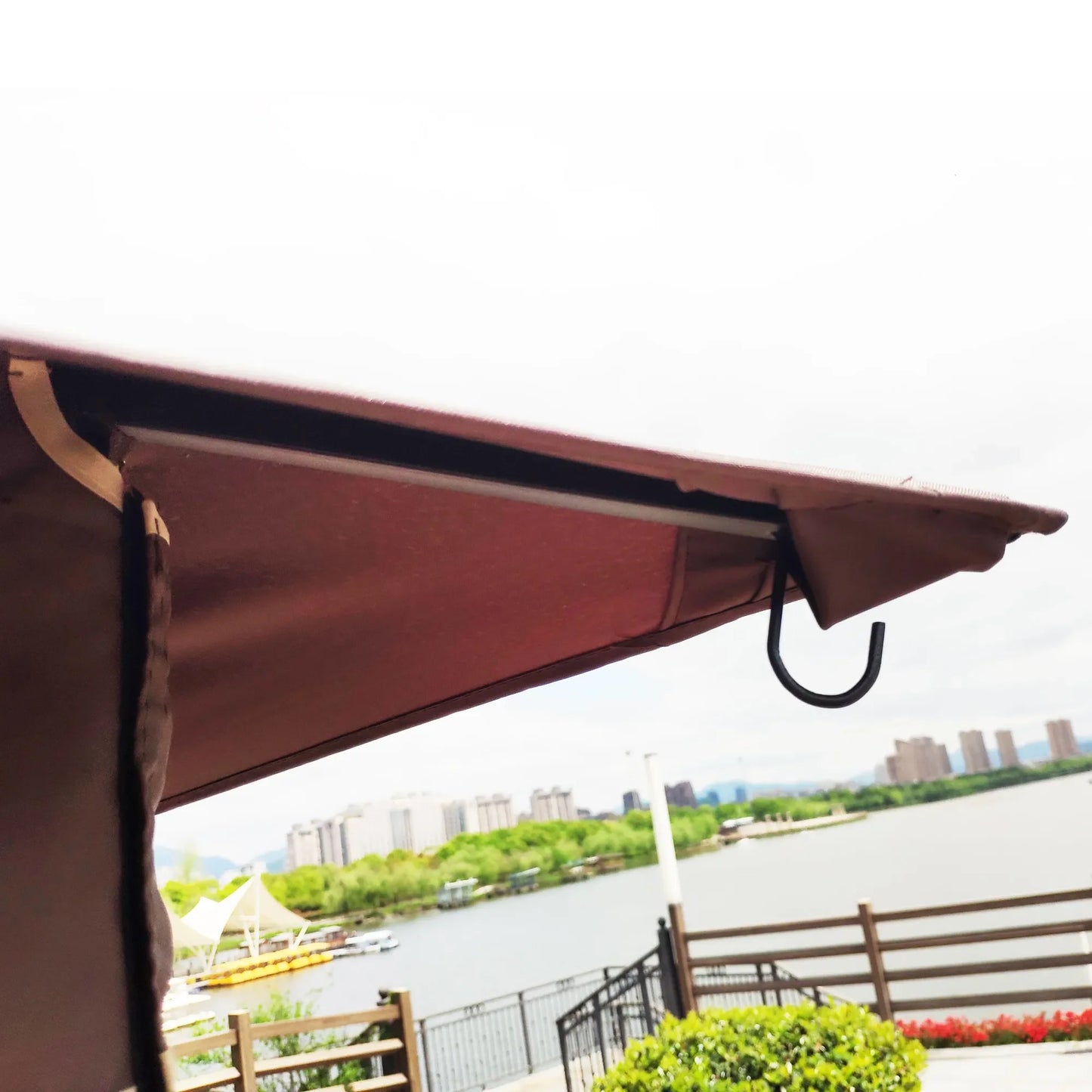 13 x 10 ft Patio Gazebo Tent with Ventilated Double Roof and Mosquito Net, Brown Canopy for Backyard or Garden – view 14