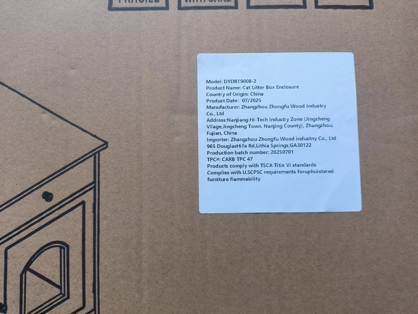 White Wooden Pet House Cat Litter Box Enclosure with Drawer and Side Table, Indoor Cat Home Nightstand for Small Cats, MDF Construction, 18.9'' W x – view 14